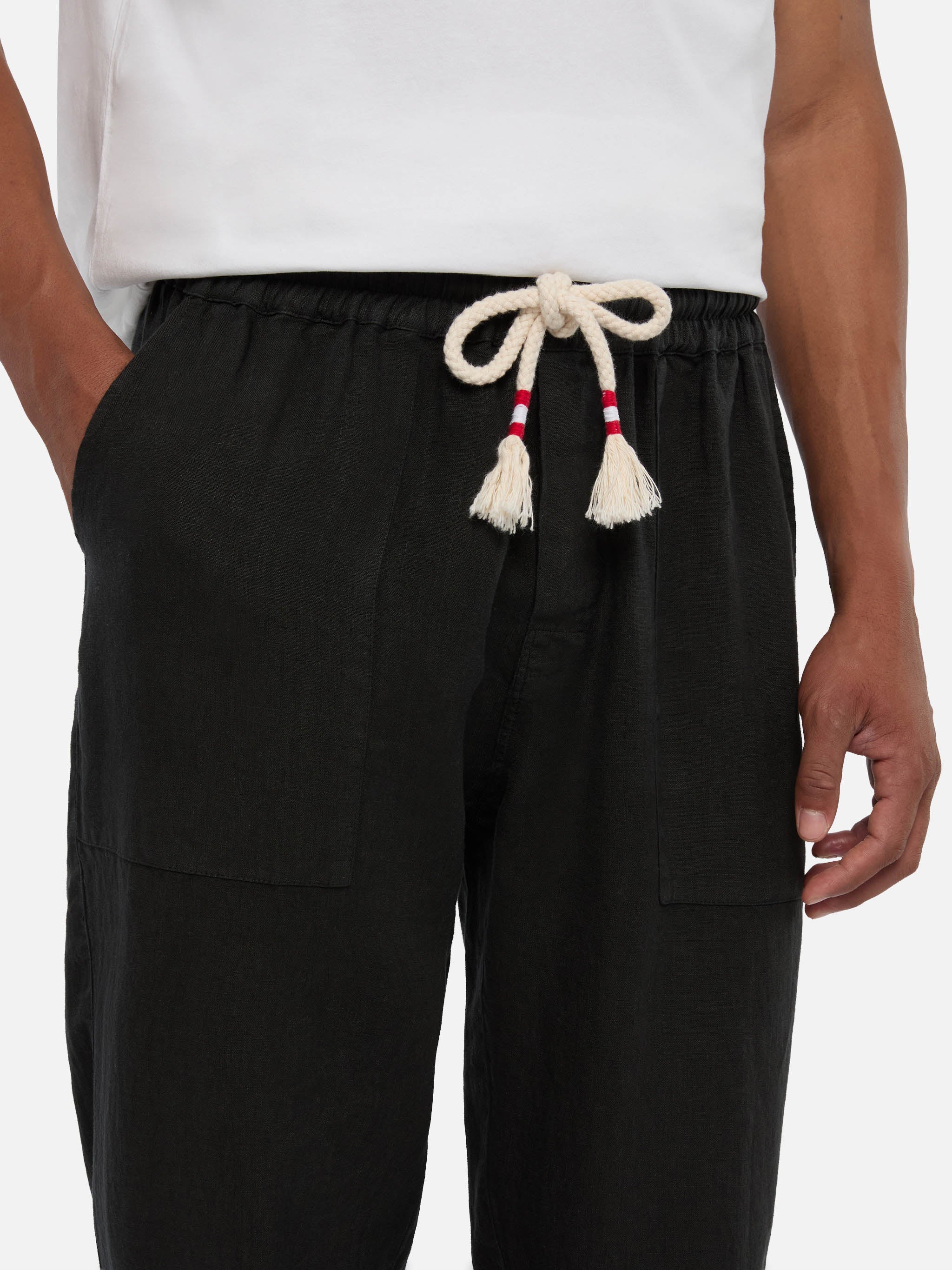 Pantalone Calais in lino nero vintage tinta unita - Image 2