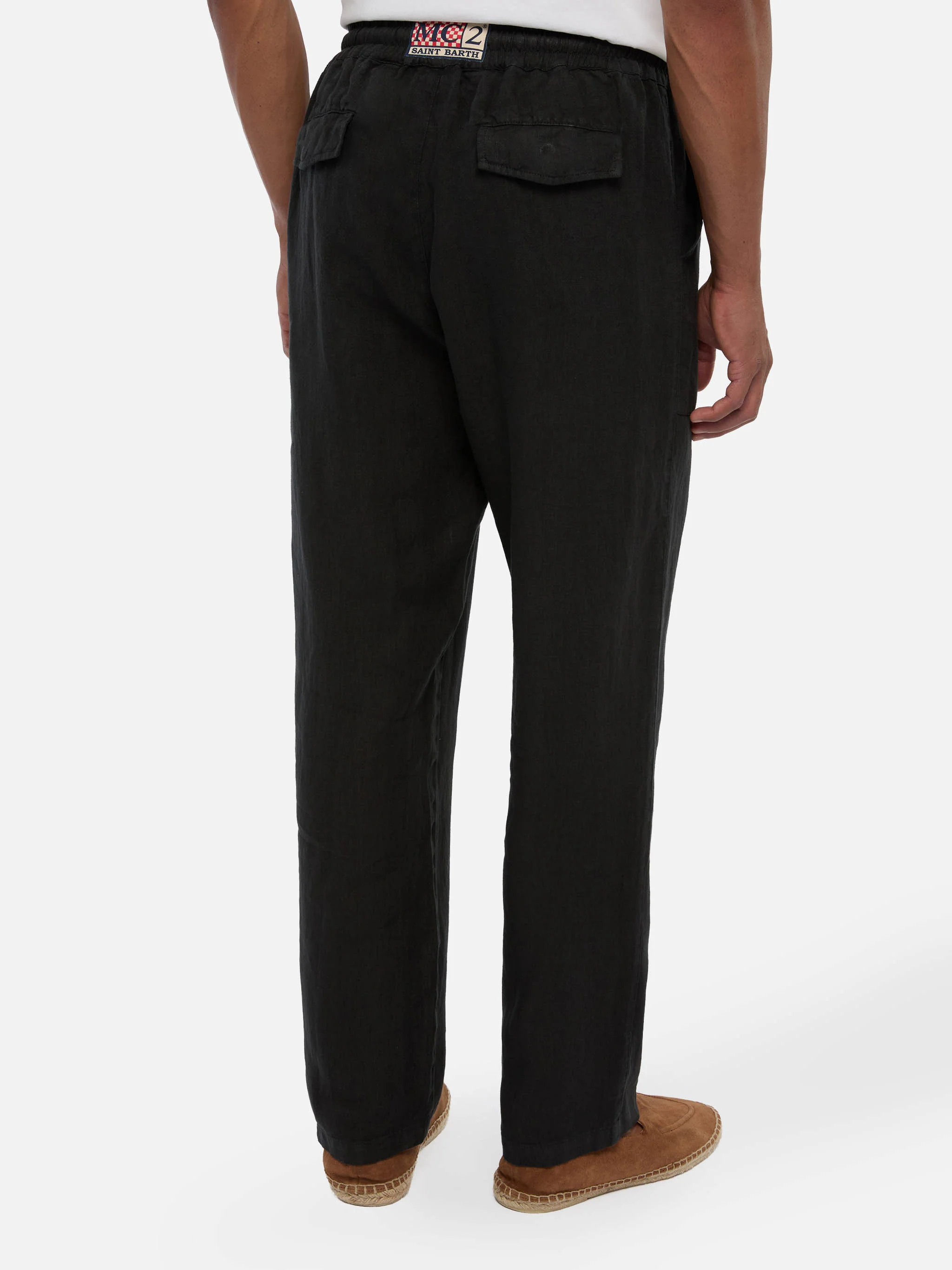 Pantalone Calais in lino nero vintage tinta unita - Image 3