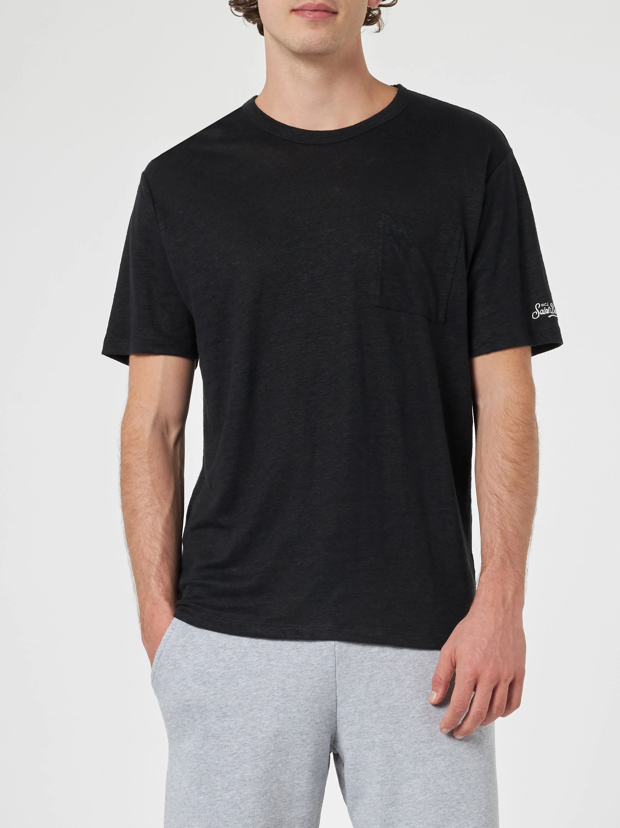 T-shirt Ecstasea in lino jersey nera - Image 2