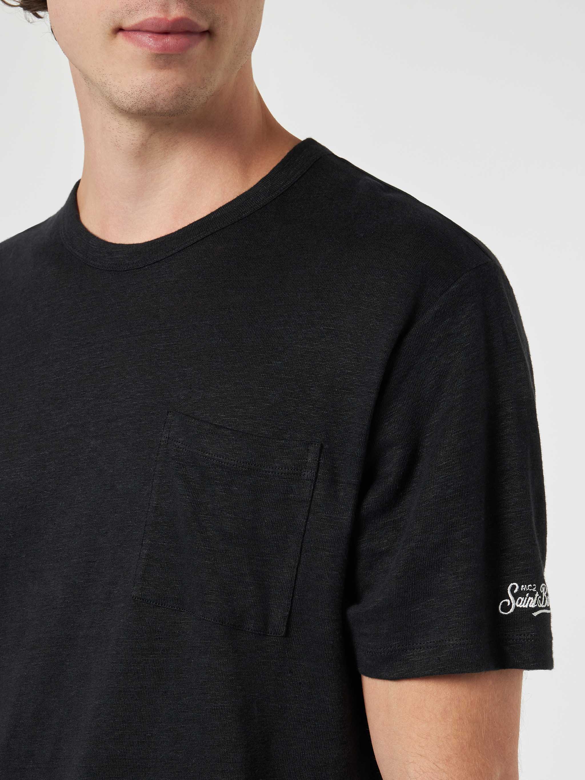 T-shirt Ecstasea in lino jersey nera - Image 3