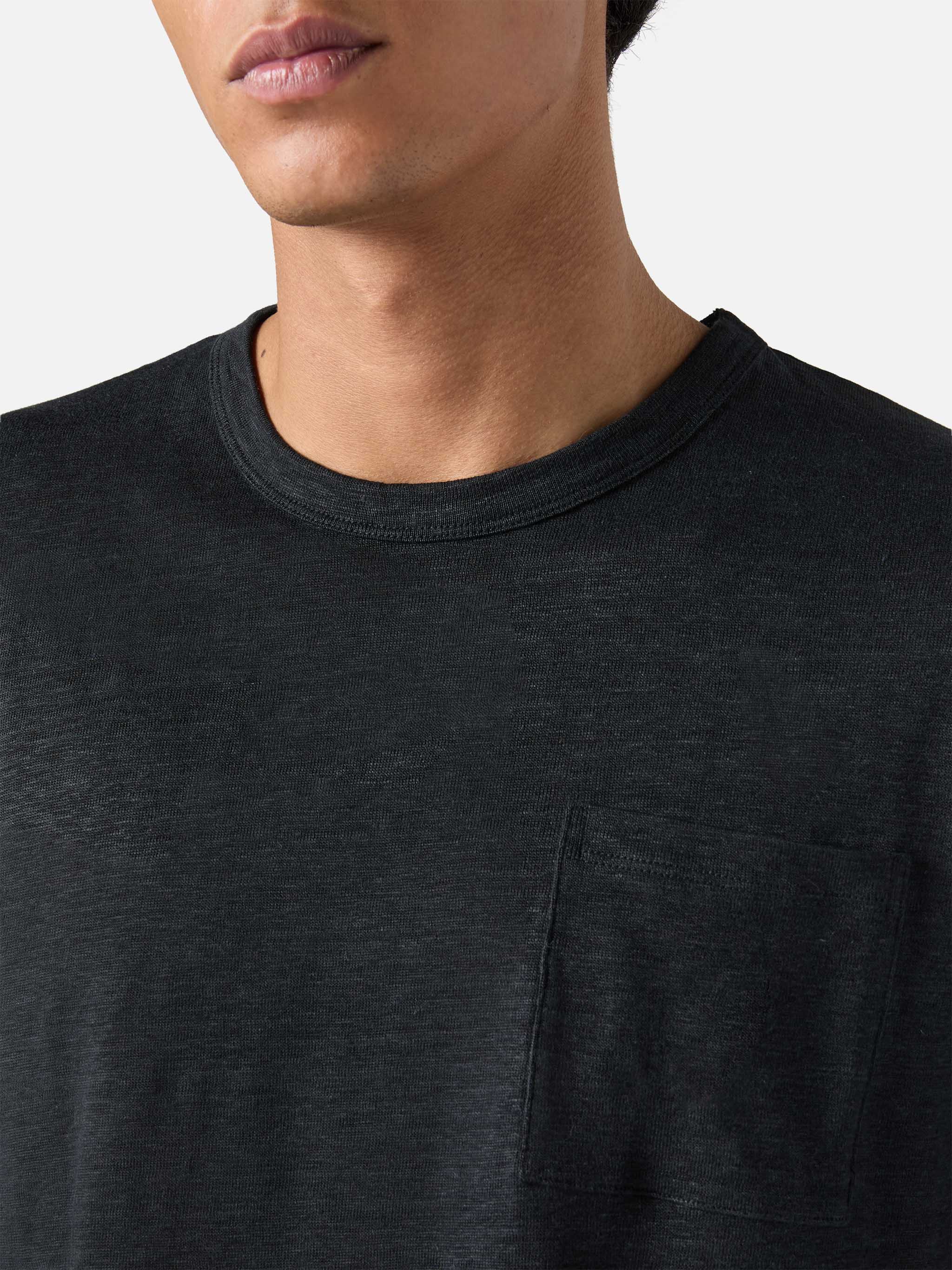 T-shirt Ecstasea in lino nero tinta unita - Image 3