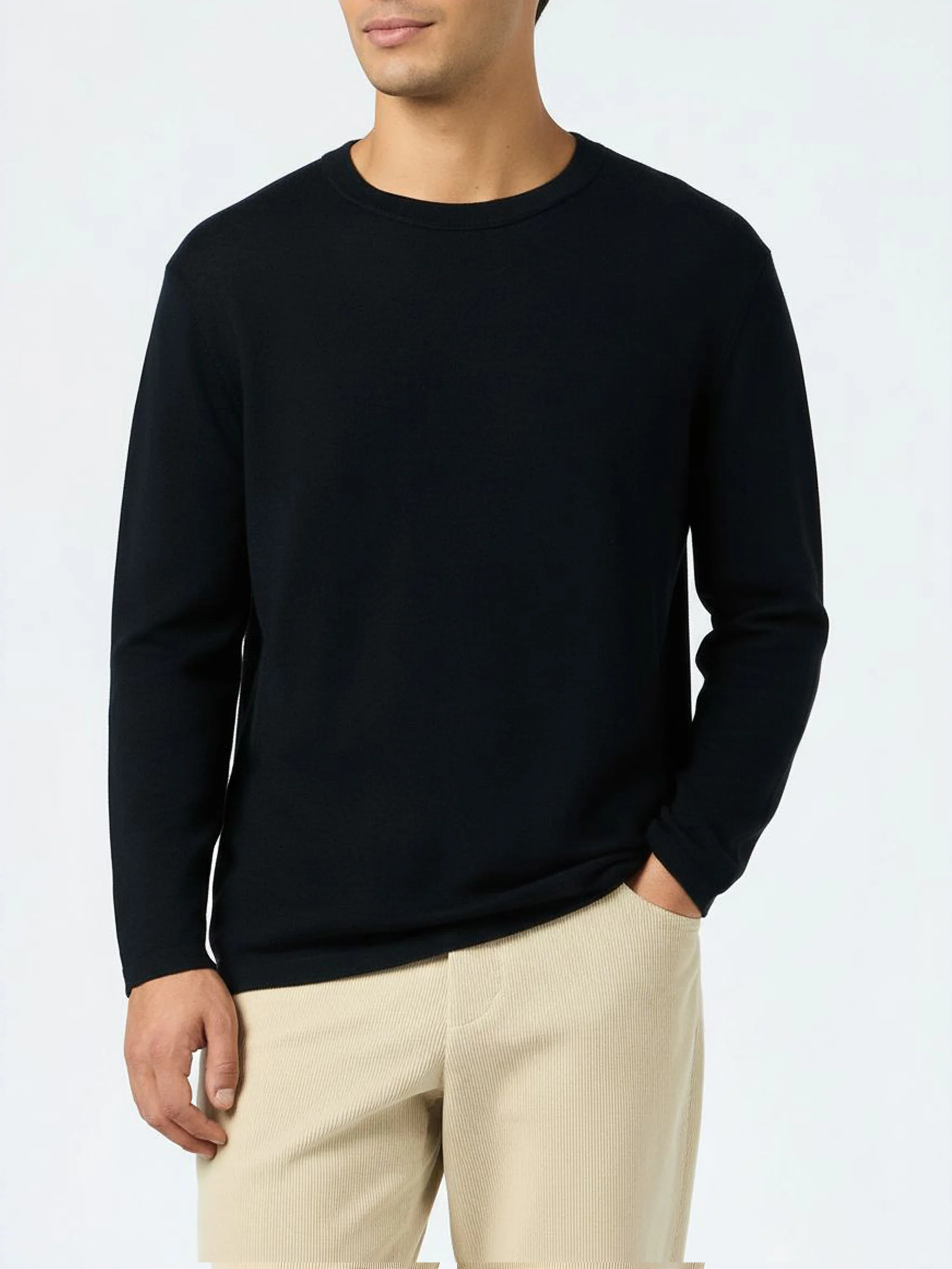 T-shirt Scott IN LANA MERINO e CASHMERE blu navy - Image 2