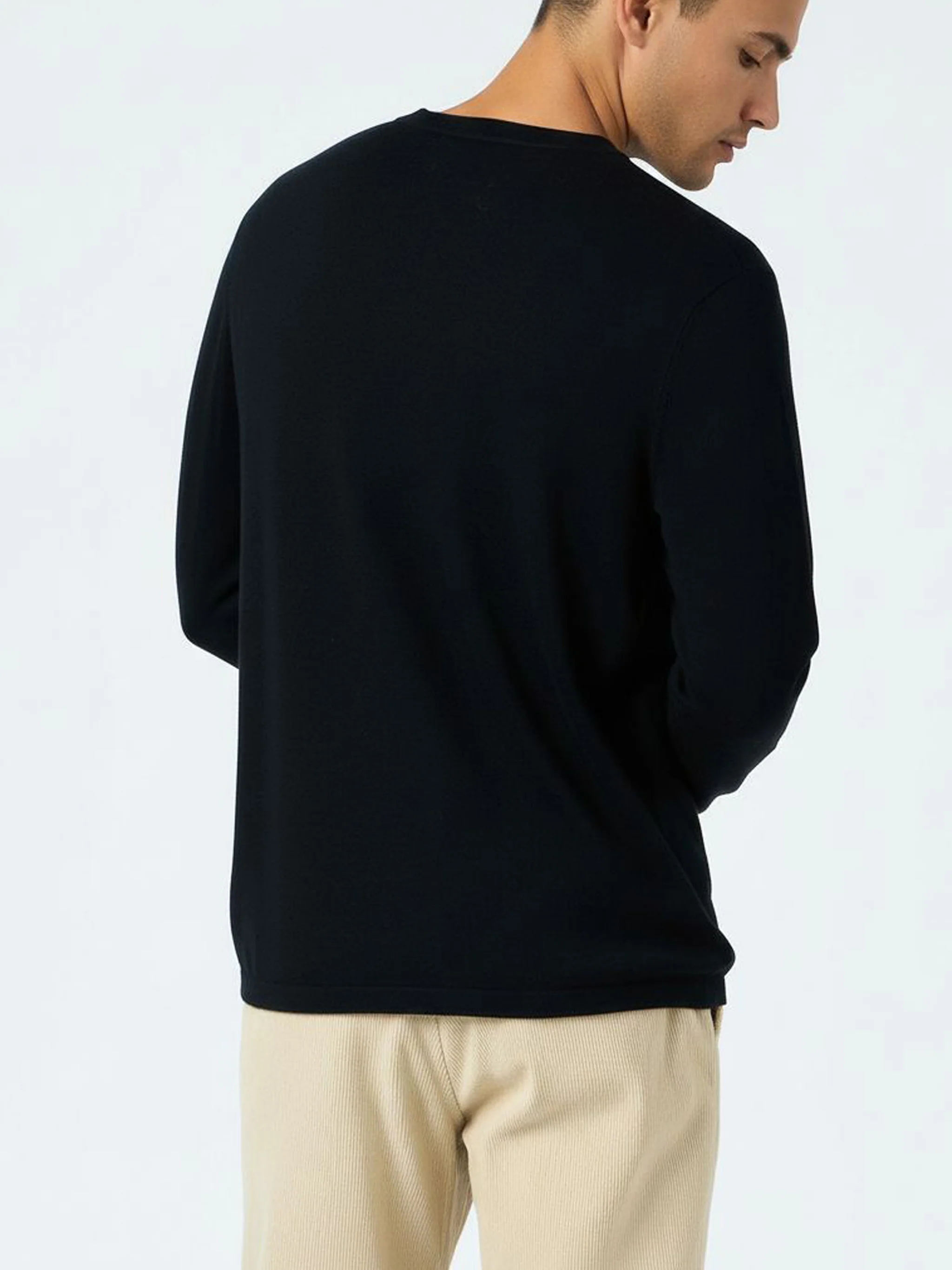 T-shirt Scott IN LANA MERINO e CASHMERE blu navy - Image 3