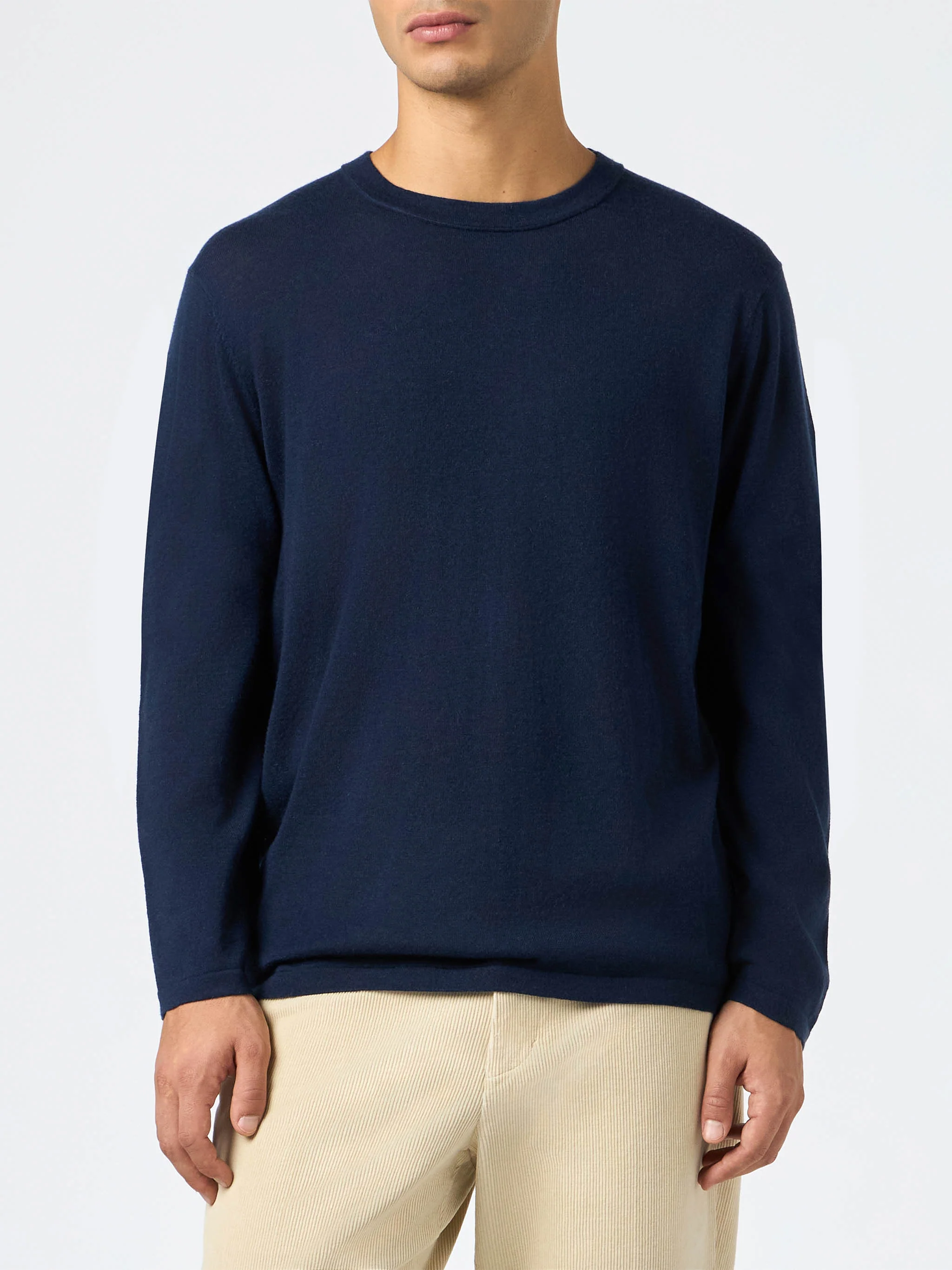 T-shirt Scott in LANA MERINO e CASHMERE blu navy - Image 2