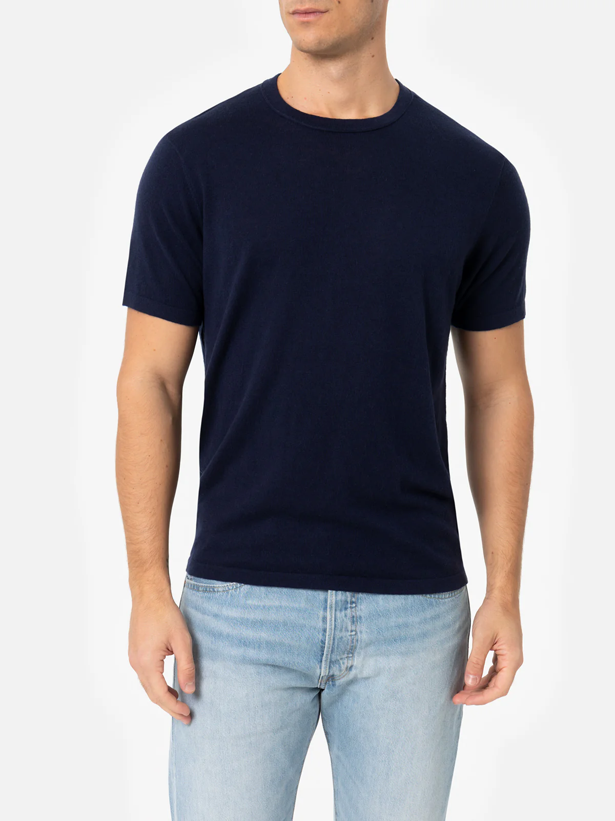 T-shirt Scott blu navy in LANA MERINO e CASHMERE - Image 2
