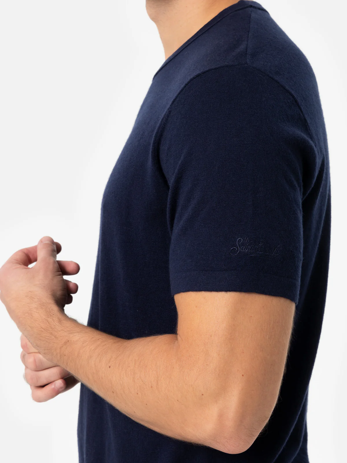 T-shirt Scott blu navy in LANA MERINO e CASHMERE - Image 3