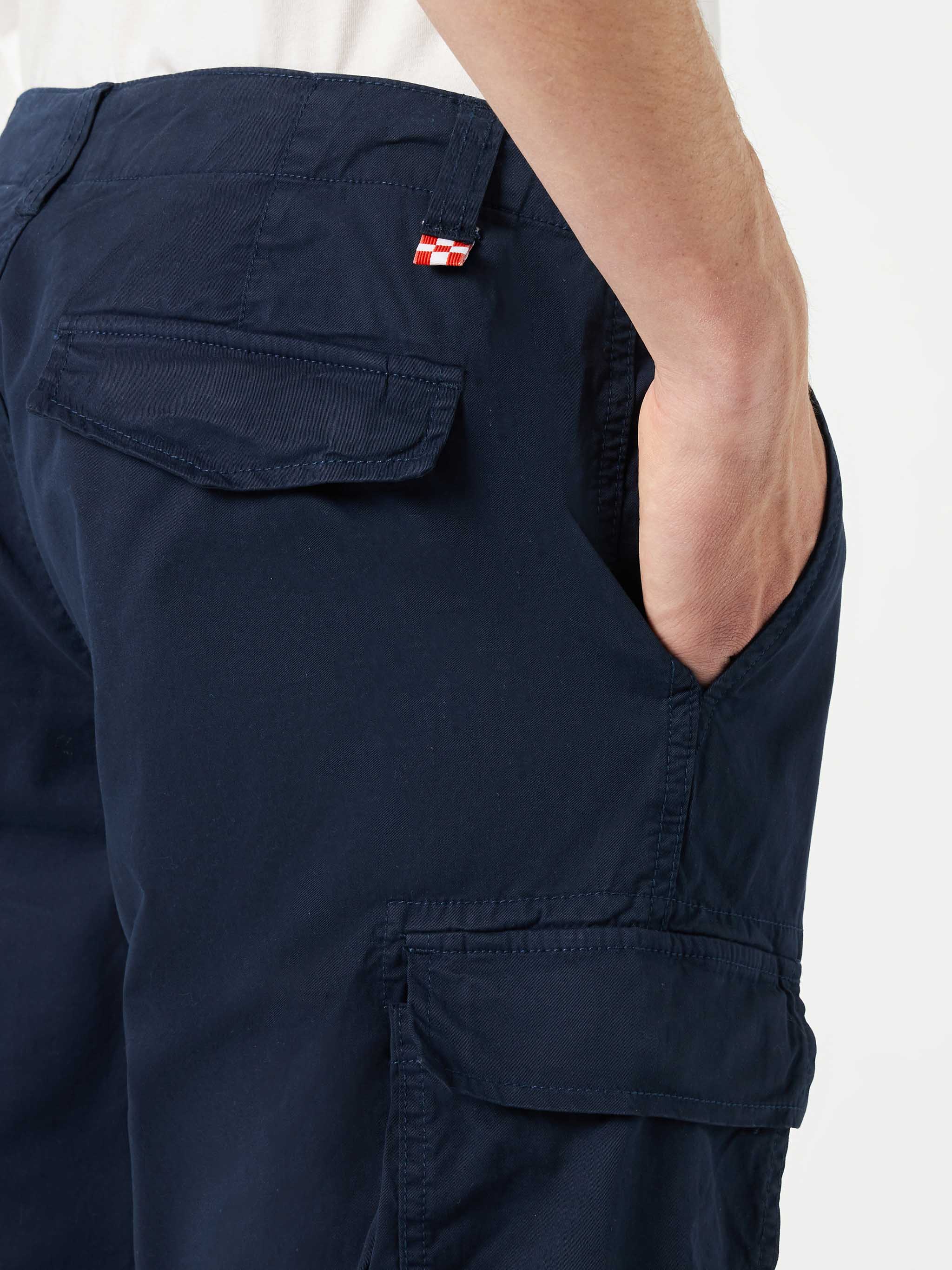 Short cargo Freeport in cotone blu navy tinta unita - Image 2