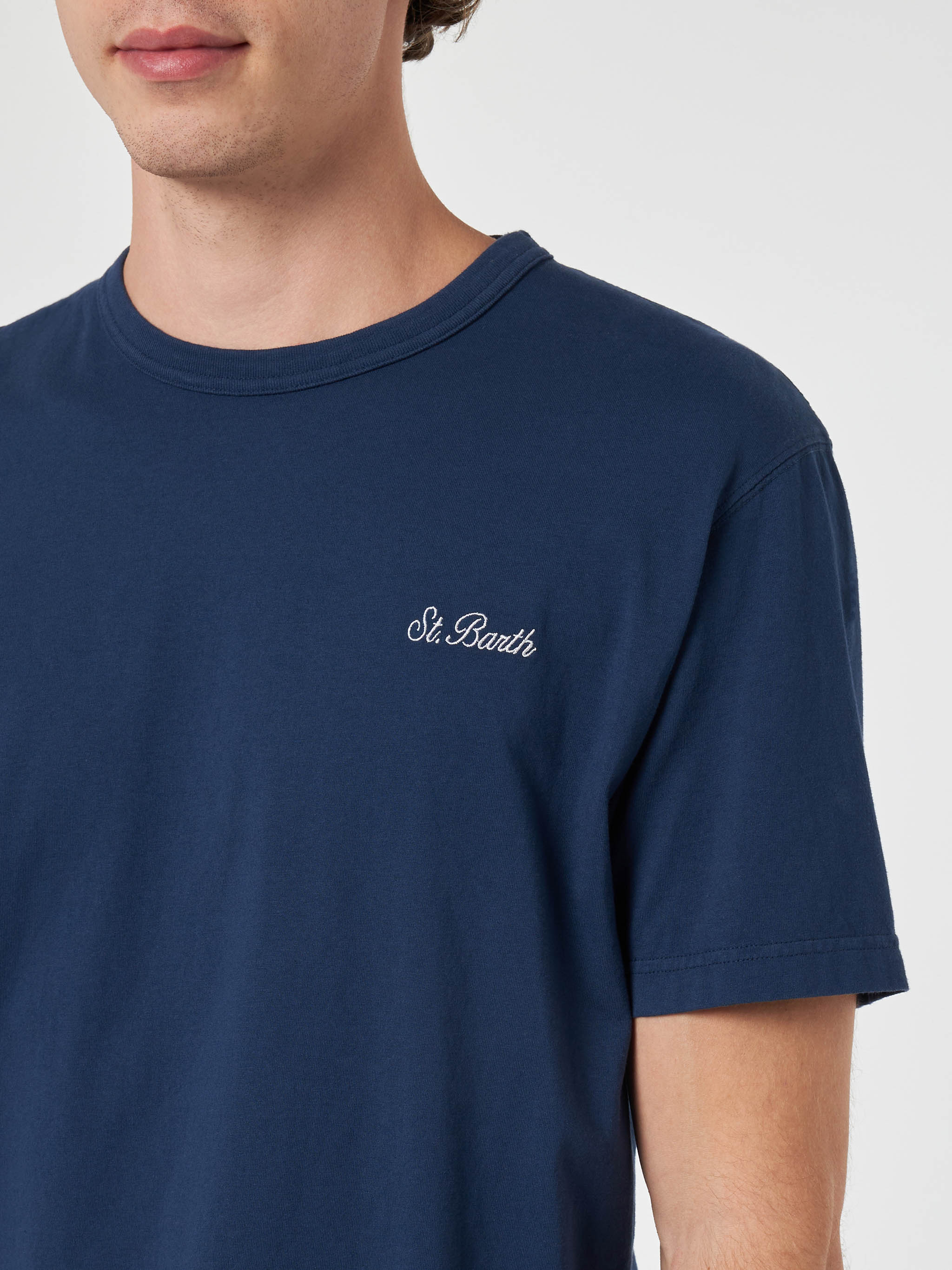 T-shirt Dover in cotone blu tinta unita - Image 2