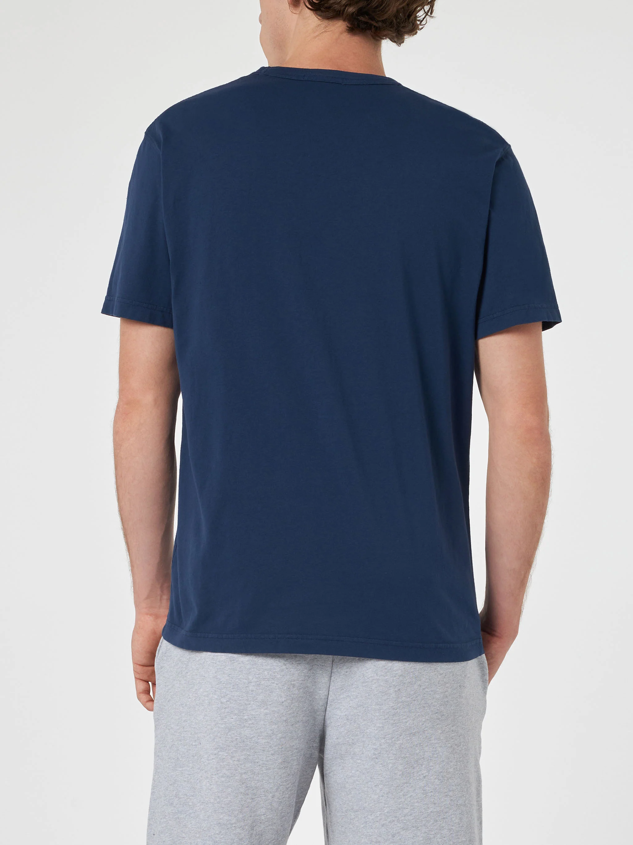 T-shirt Dover in cotone blu tinta unita - Image 4