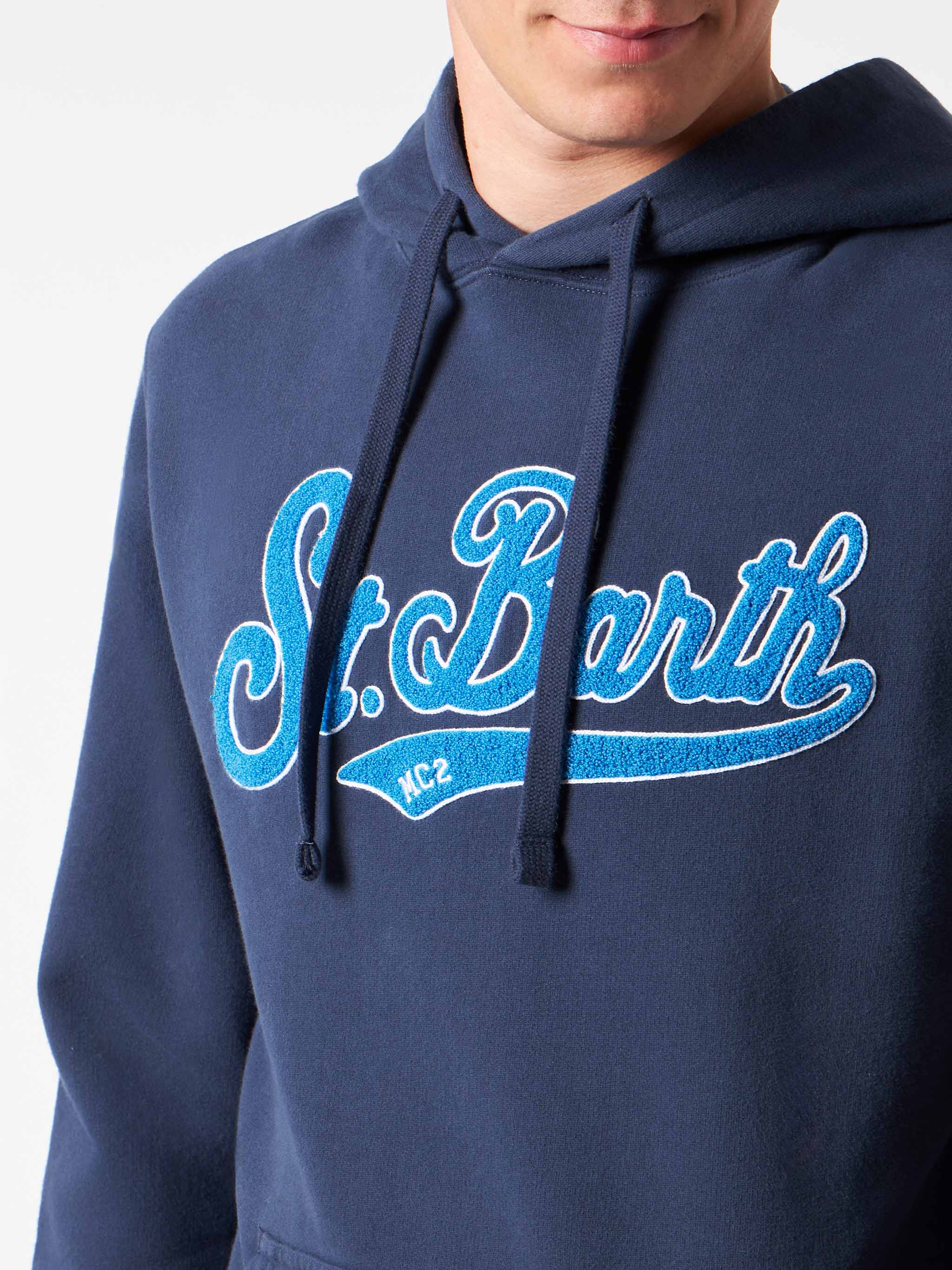 Felpa Tribeca cappuccio patch spugna blu - Image 2