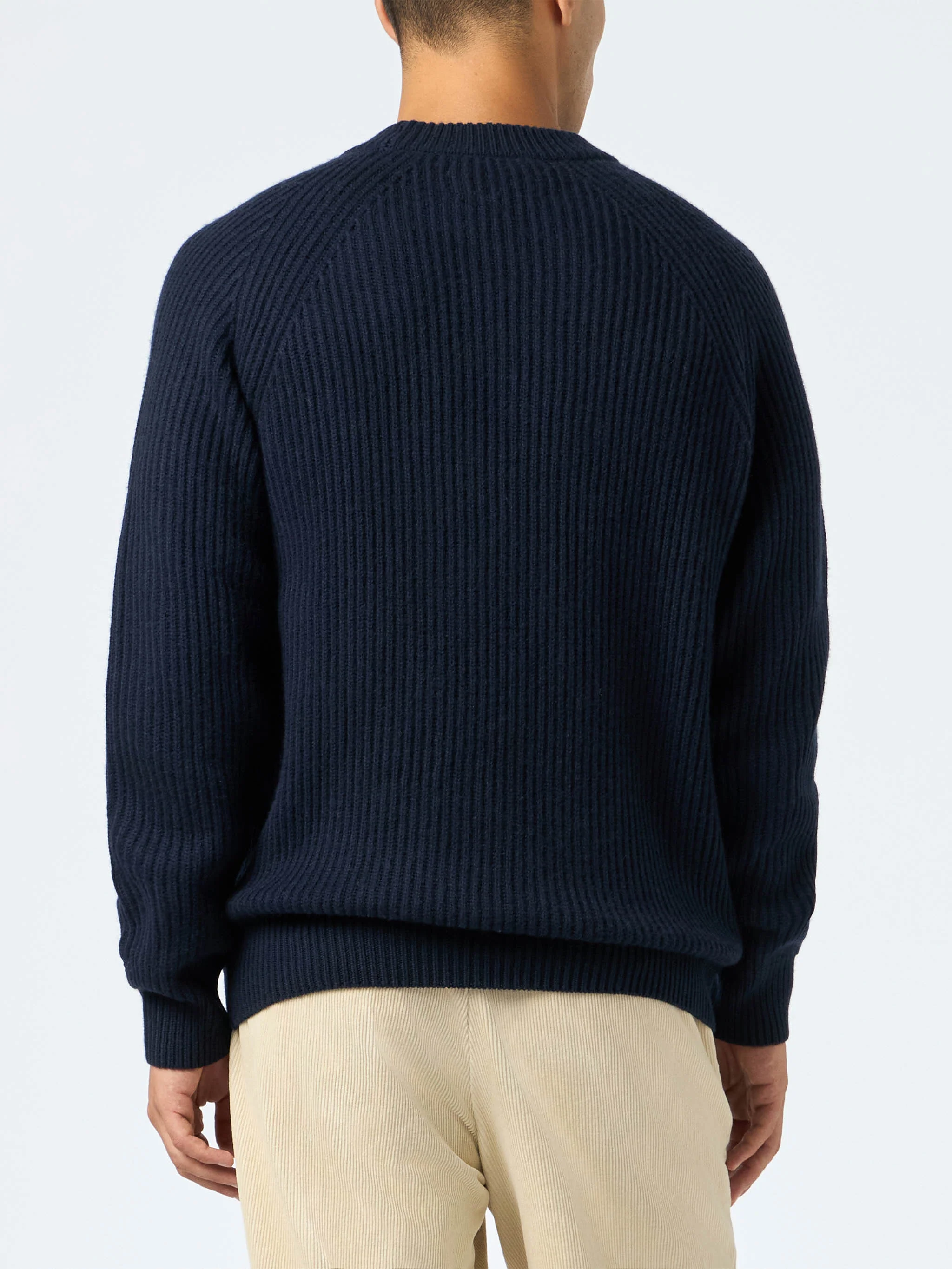 Maglione a coste blu navy Marine in MISTO CASHMERE - Image 2