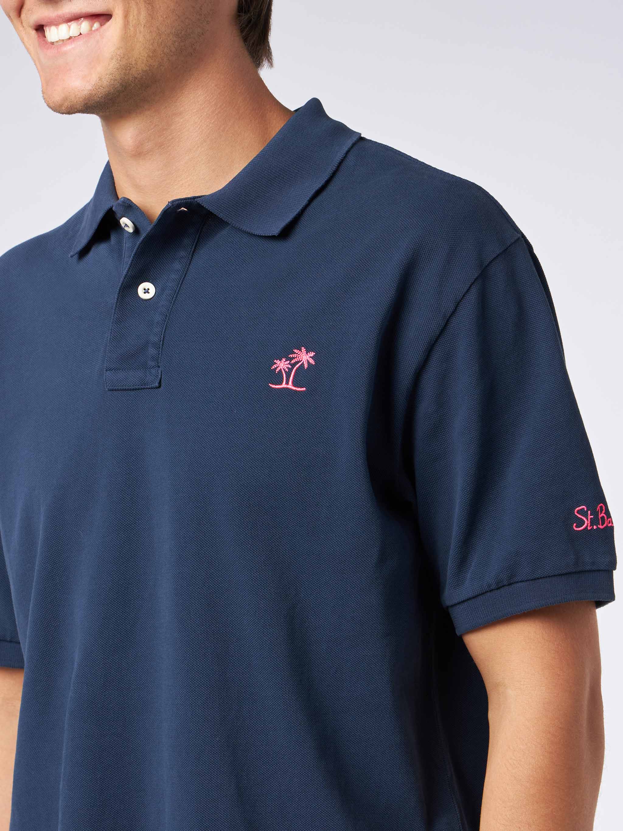 Polo Beverly Hills Vintage in piquet blu effetto vintage - Image 2