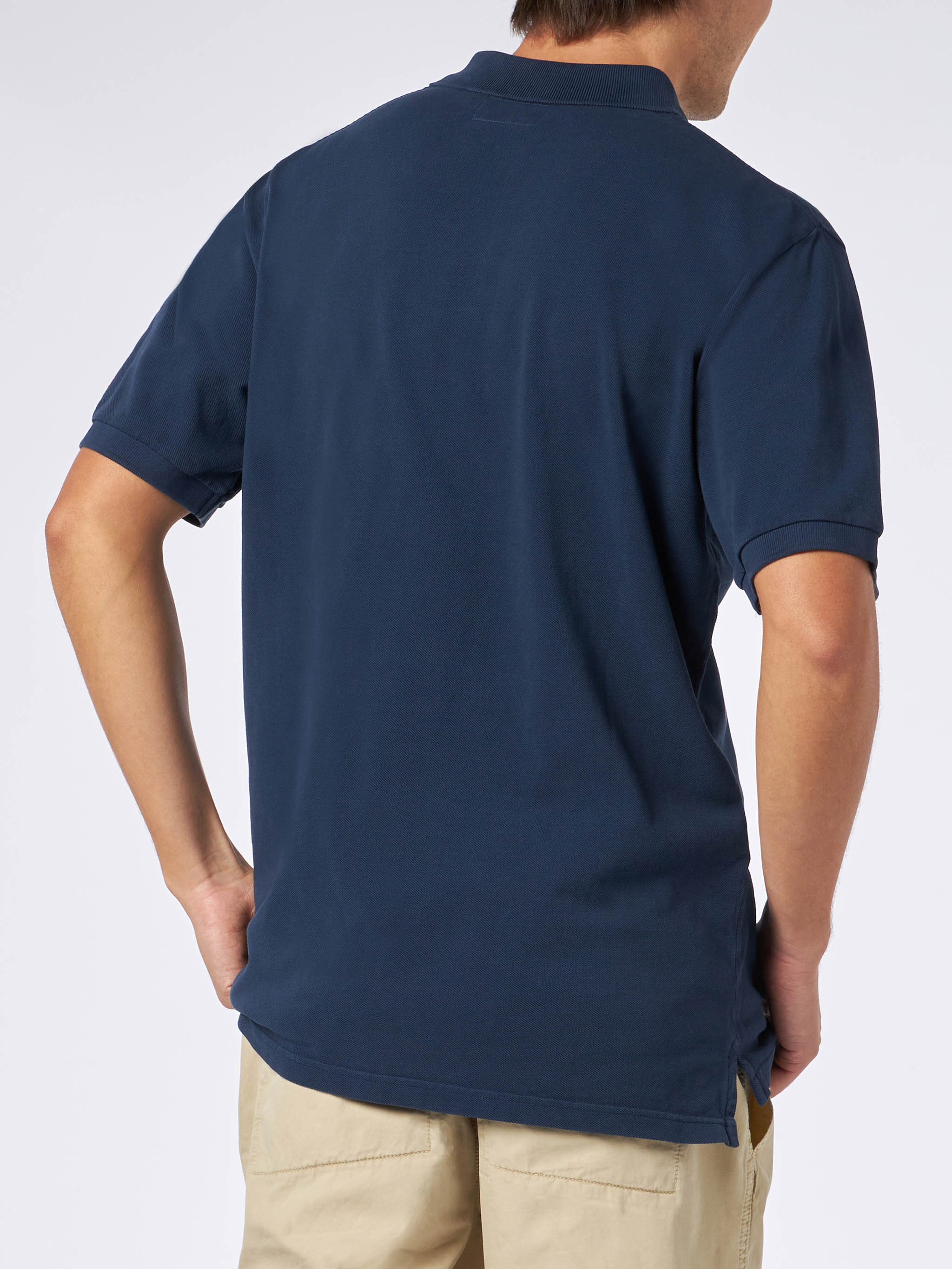 Polo Beverly Hills Vintage in piquet blu effetto vintage - Image 3