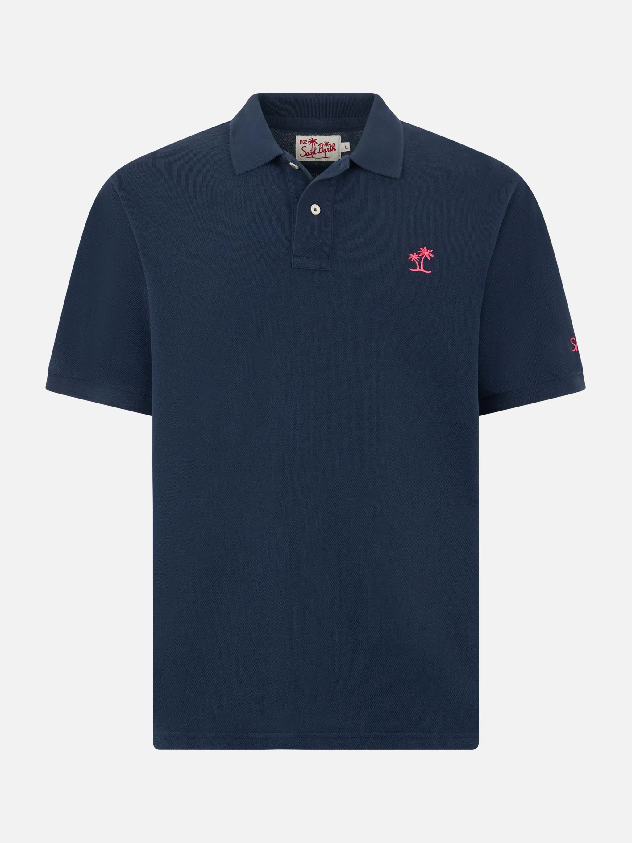 Polo Beverly Hills Vintage in piquet blu effetto vintage - Image 4