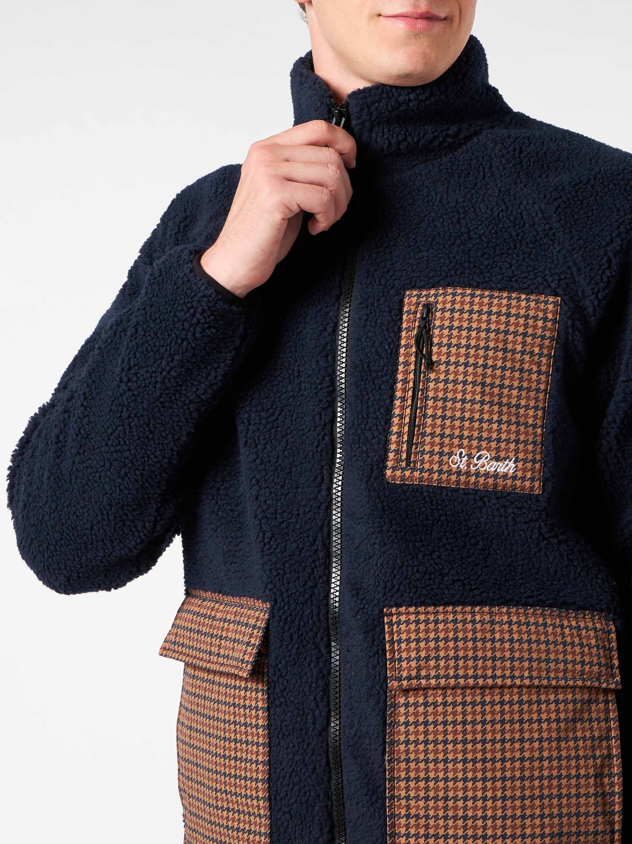 Giacca Keystone sherpa blu con tasche check - Image 3