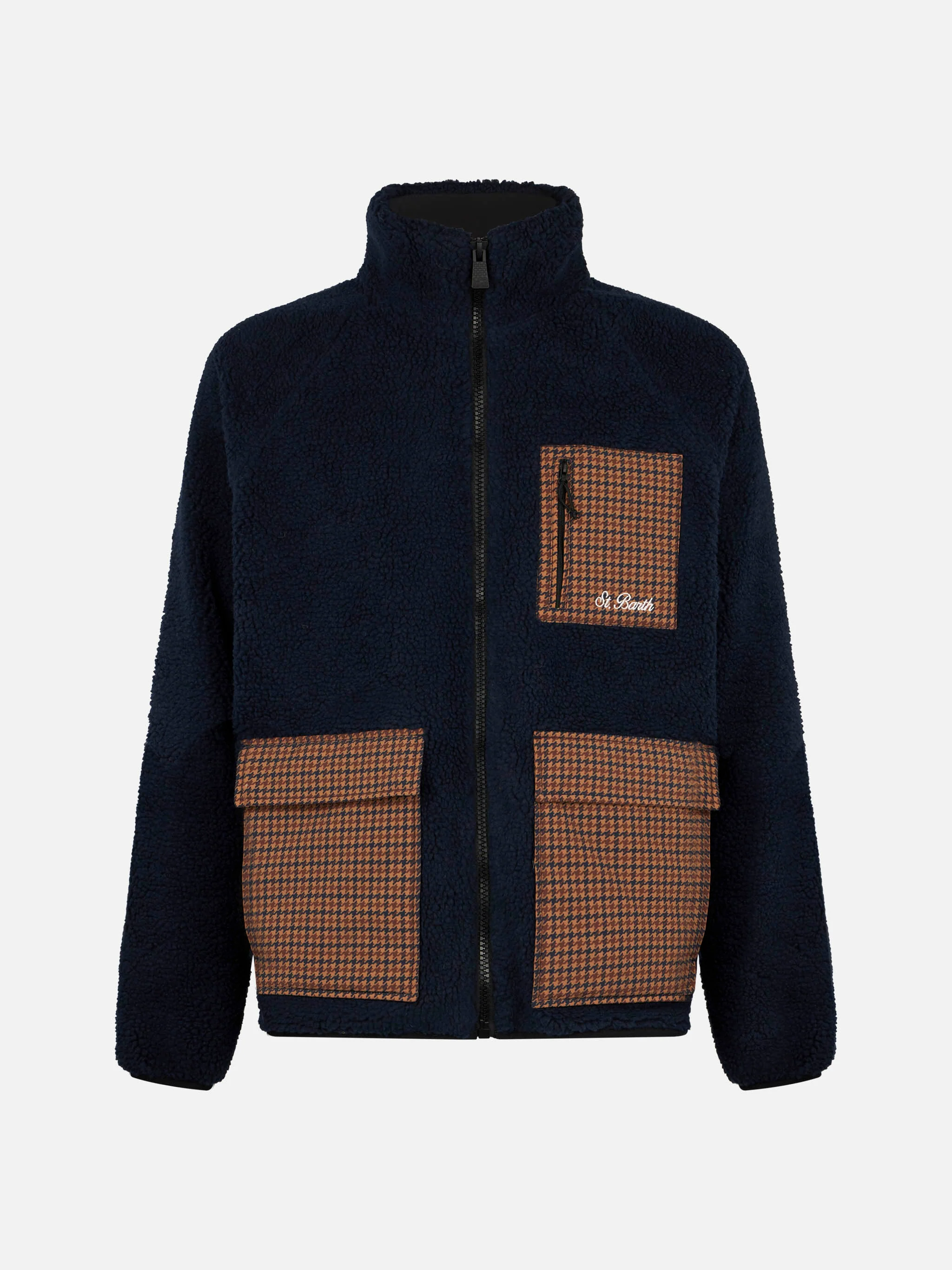 Giacca Keystone sherpa blu con tasche check - Image 4