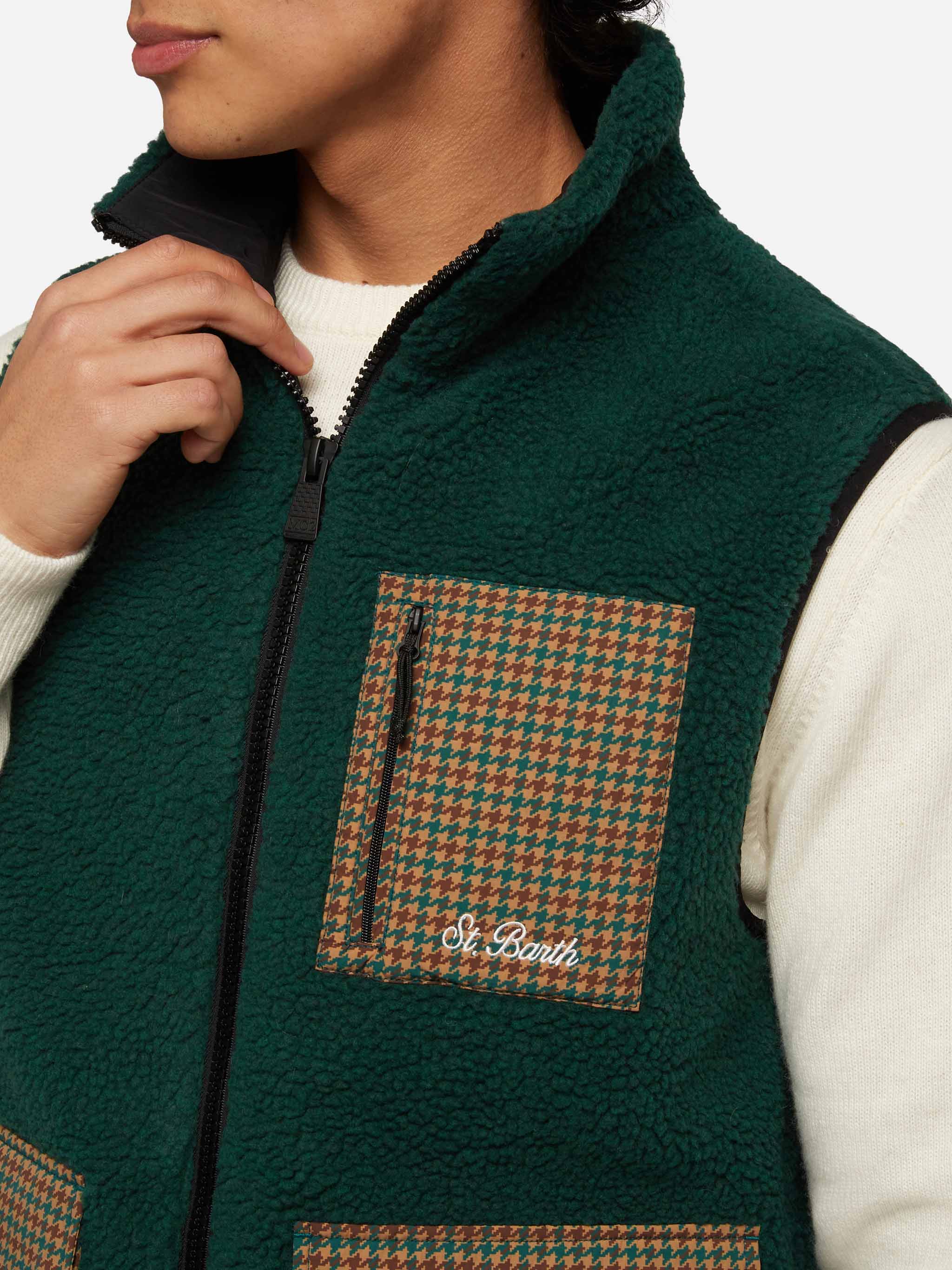Gilet Wanaka in sherpa fantasia pied de poule - Image 2