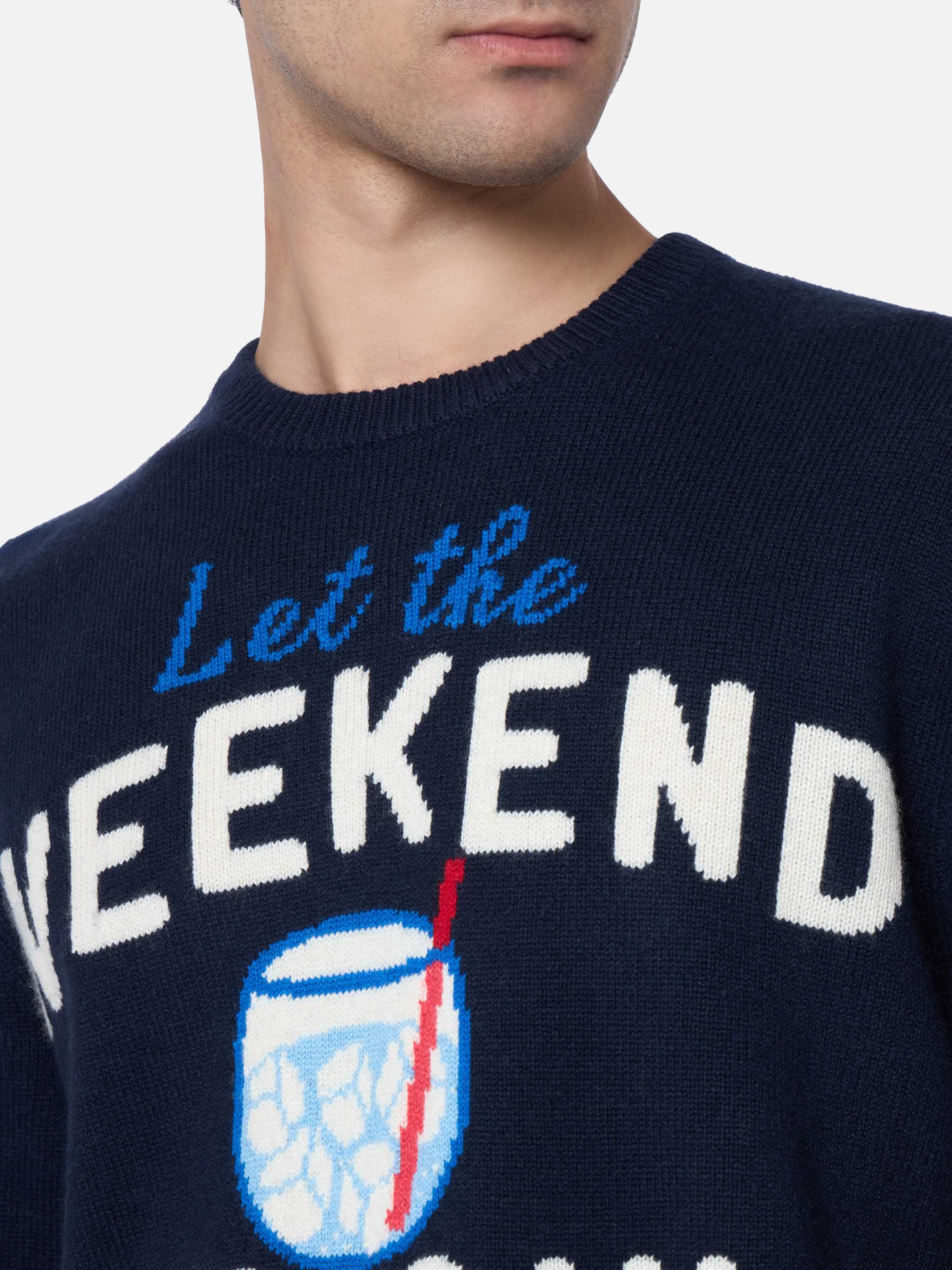 Maglione girocollo Heron con stampa Let the Weekend be gin - Image 2