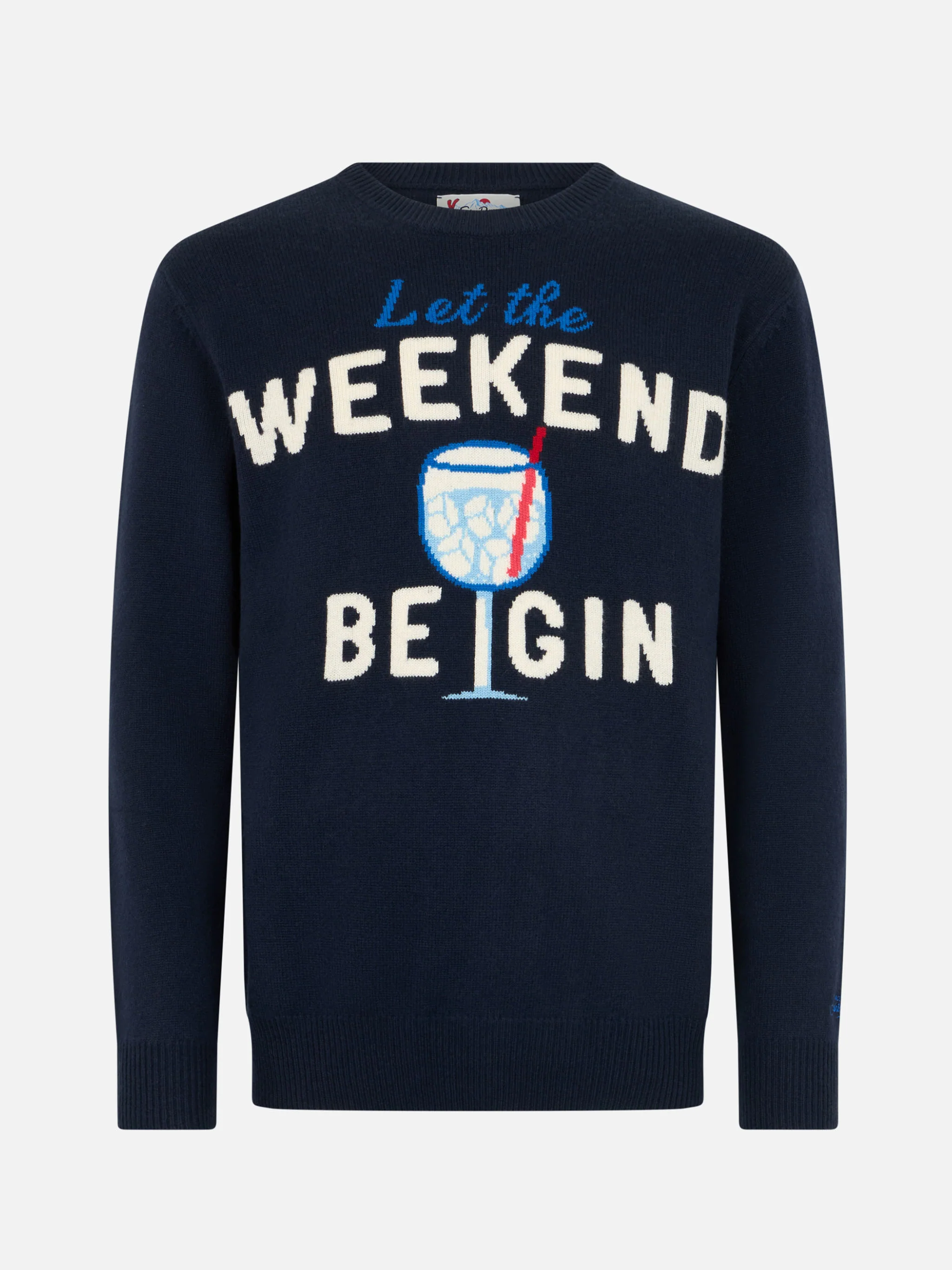 Maglione girocollo Heron con stampa Let the Weekend be gin - Image 3