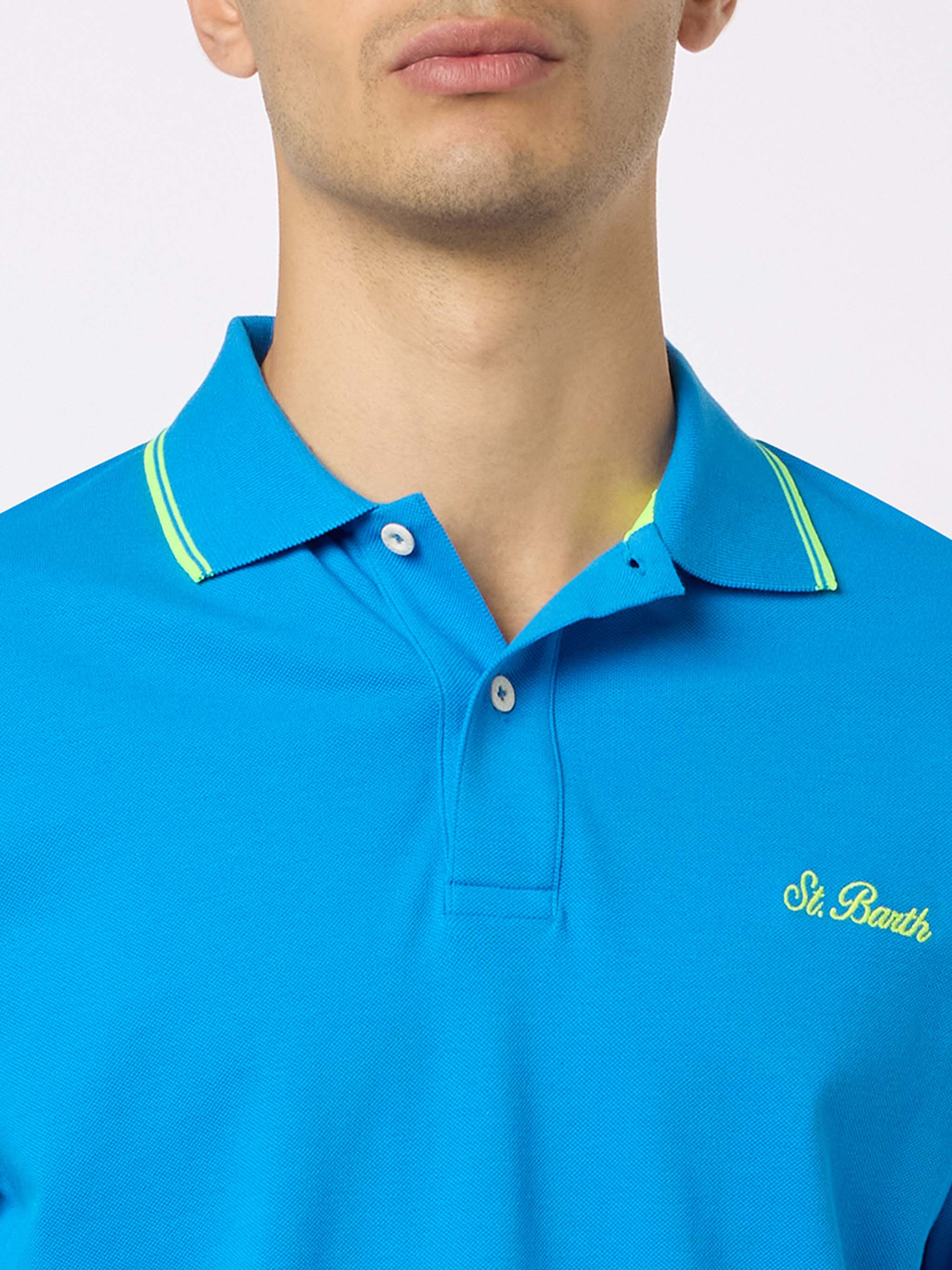 Polo Beverly Hills in cotone piqué bluette con ricamo palme - Image 2