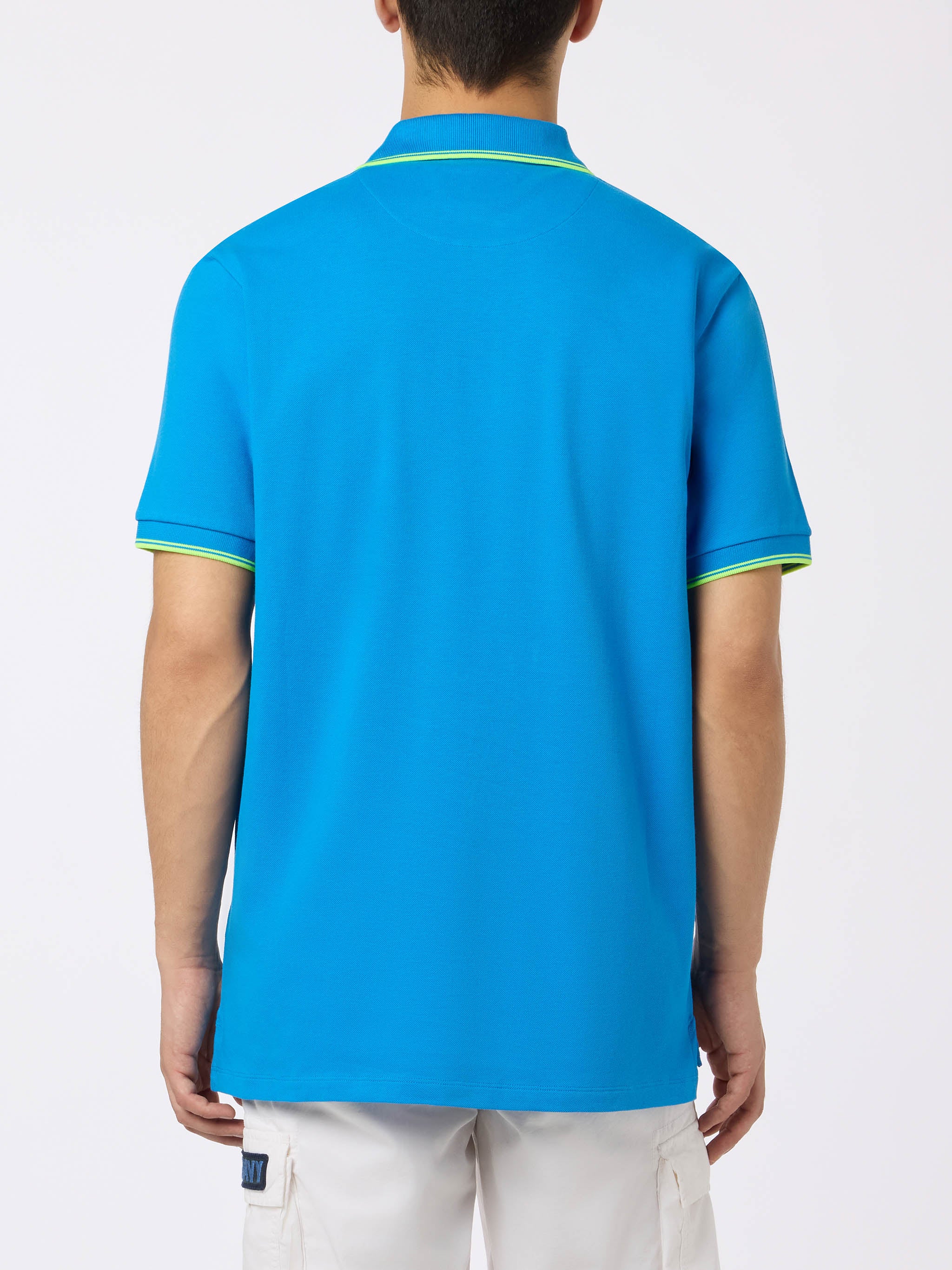 Polo Beverly Hills in cotone piqué bluette con ricamo palme - Image 3