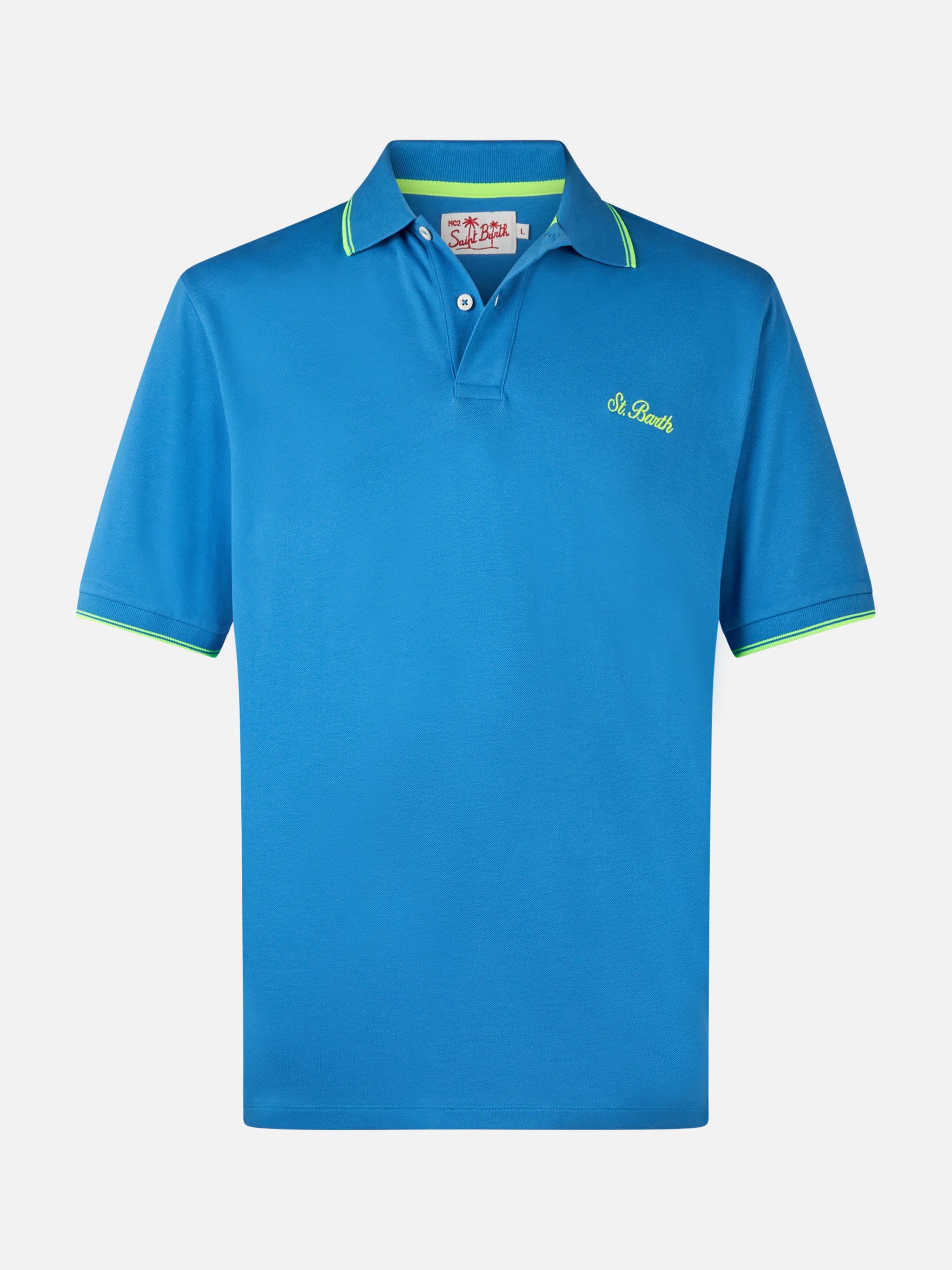Polo Beverly Hills in cotone piqué bluette con ricamo palme - Image 4