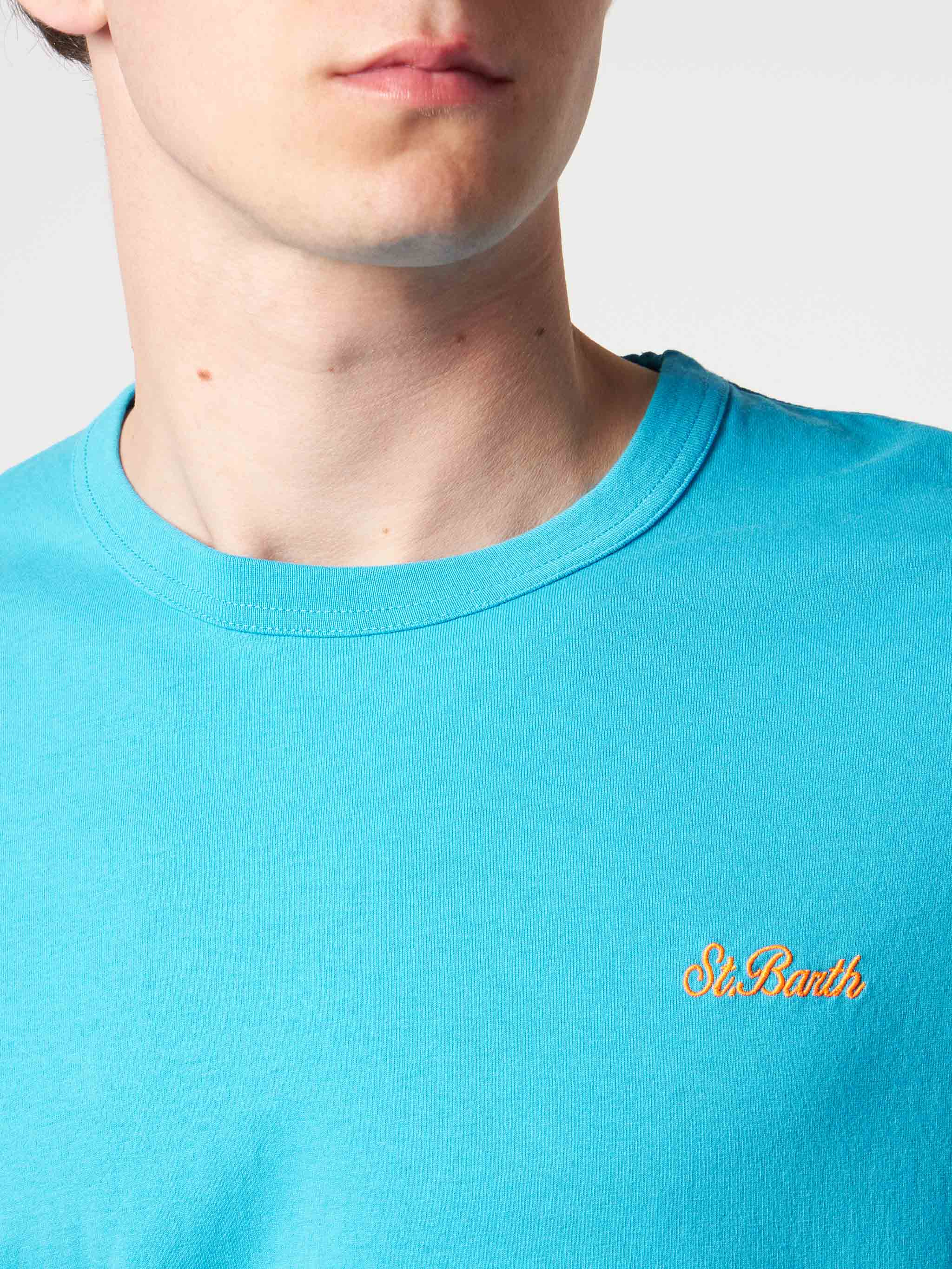 T-shirt Dover in cotone azzurro tinta unita - Image 2