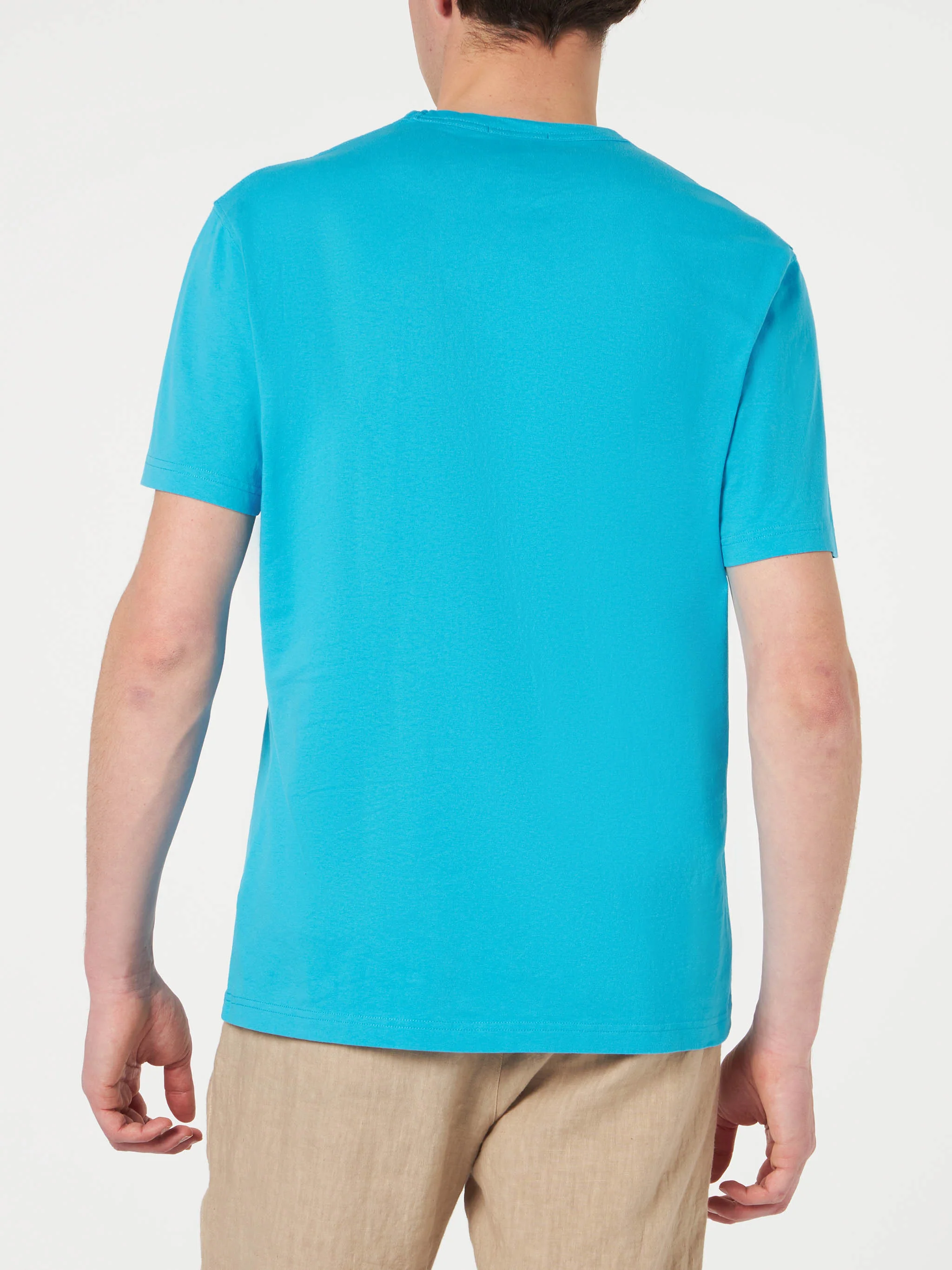 T-shirt Dover in cotone azzurro tinta unita - Image 4