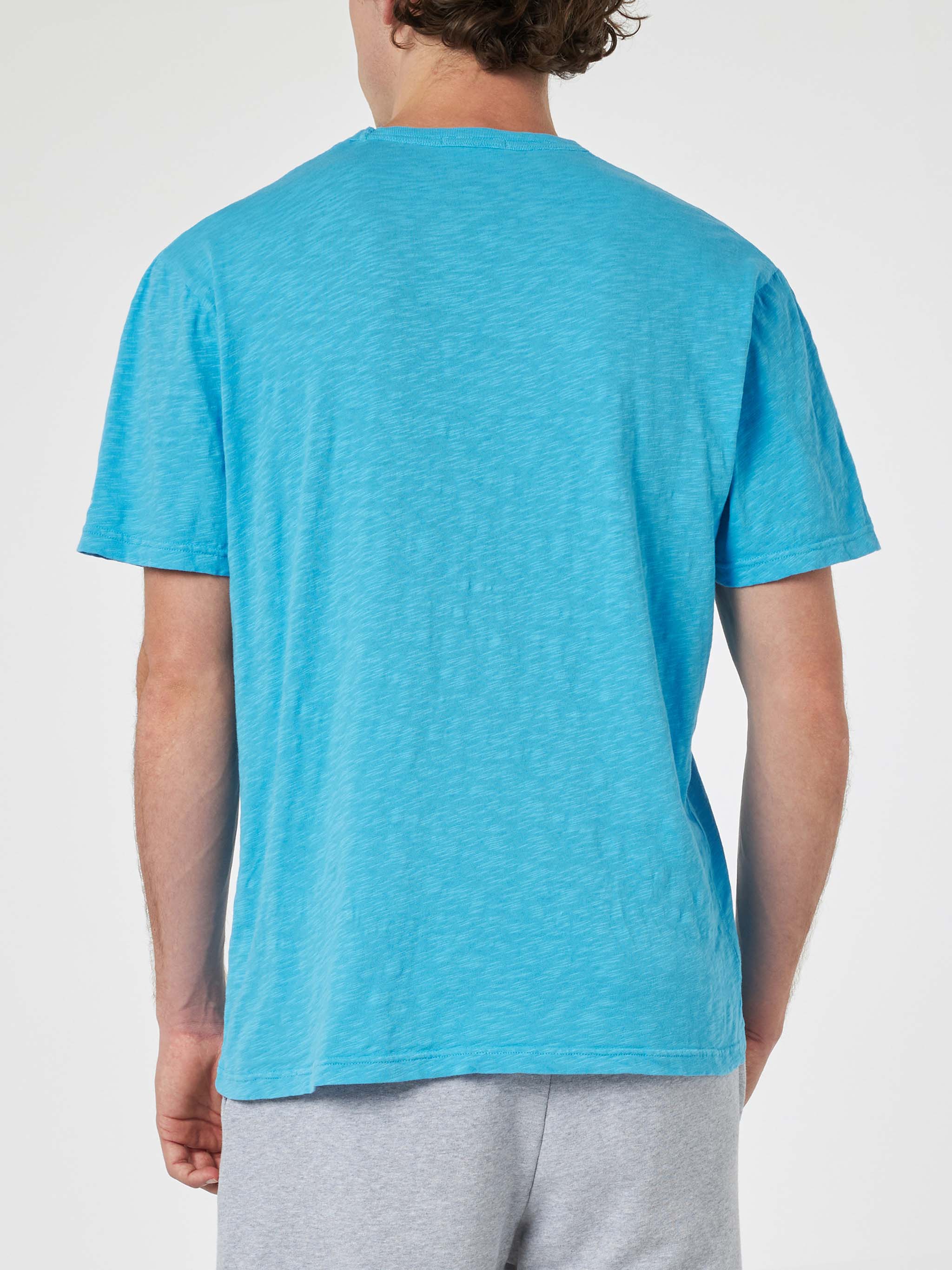 T-shirt President in cotone fiammato bluette con ricamo - Image 4