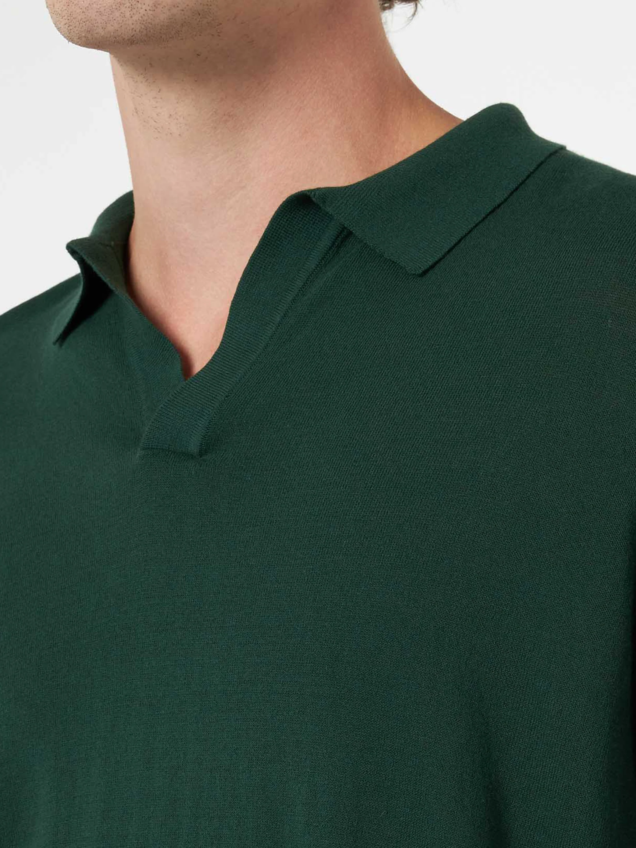 Polo Sloan in maglia verde inglese senza bottoni - Image 2