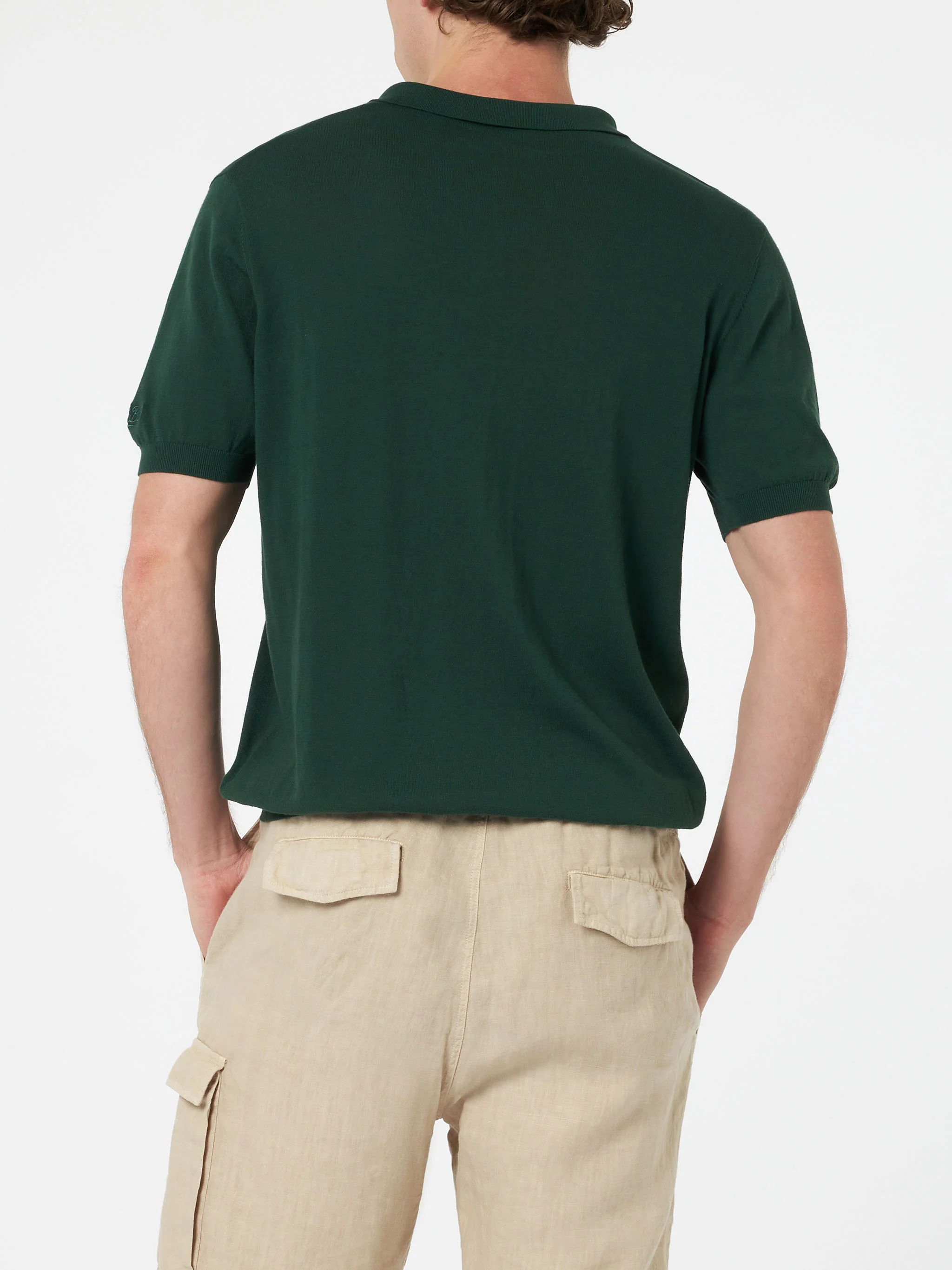 Polo Sloan in maglia verde inglese senza bottoni - Image 3