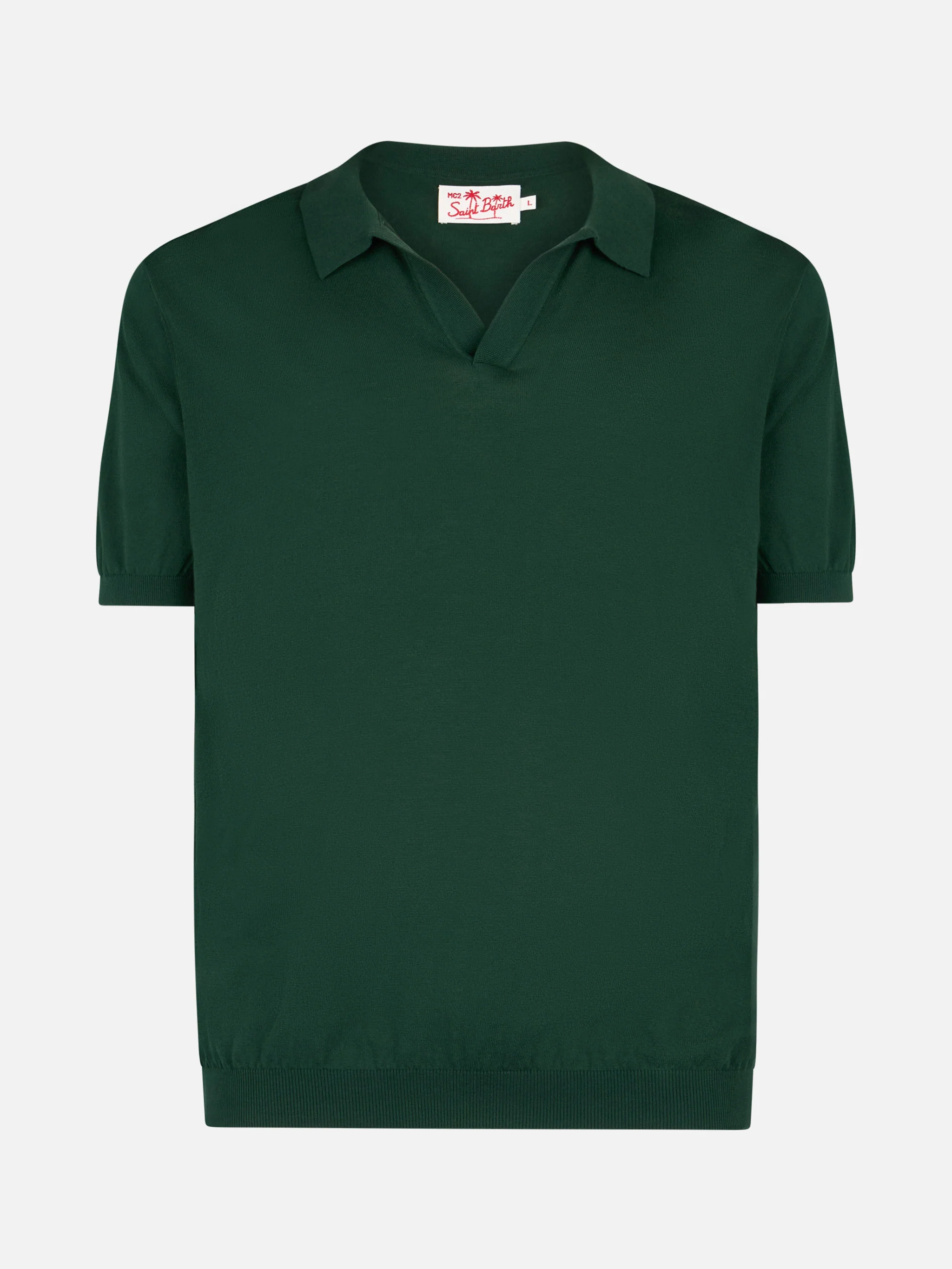 Polo Sloan in maglia verde inglese senza bottoni - Image 5