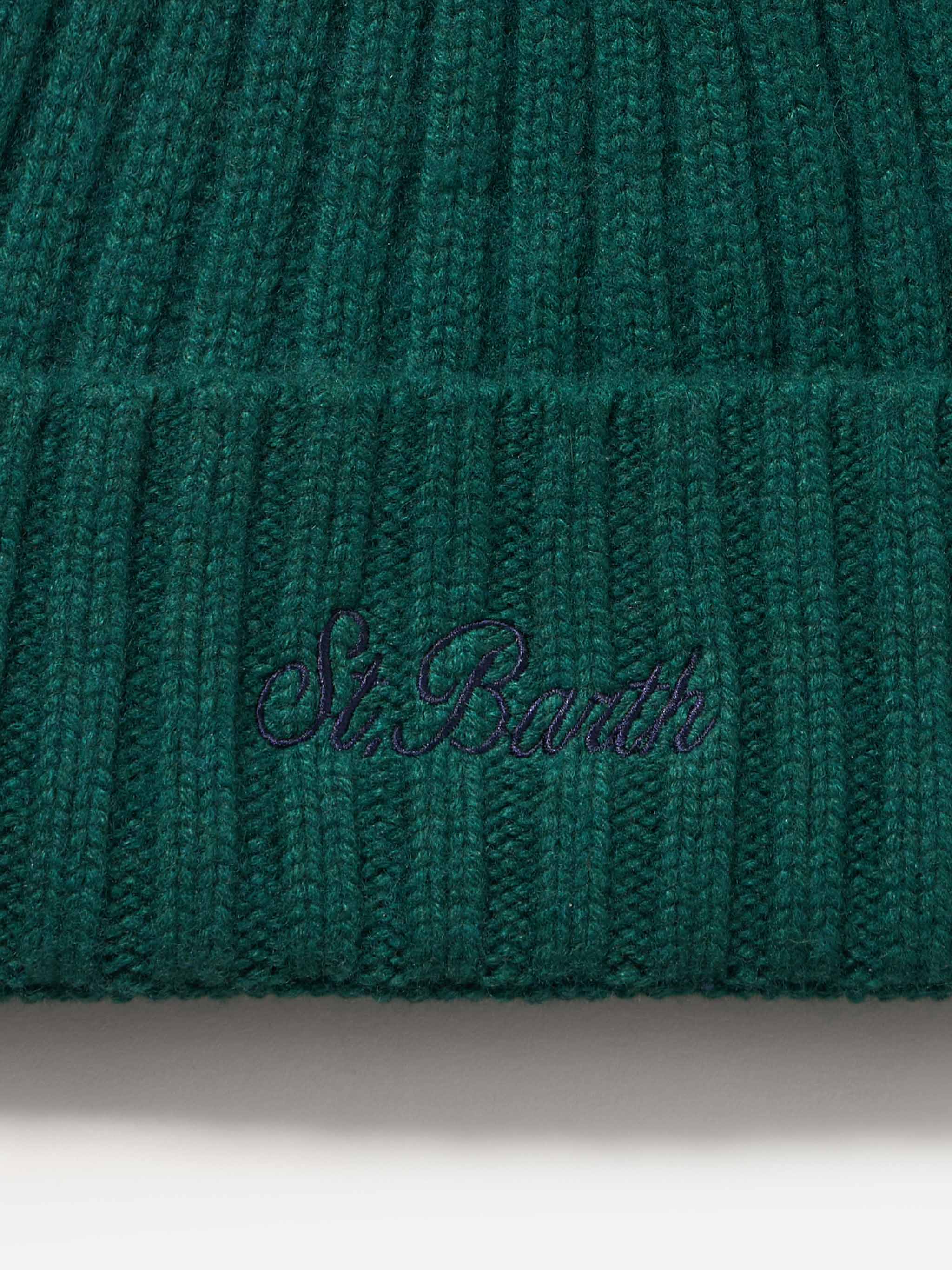 Cappello Wengen in misto cashmere verde british tinta unita - Image 3