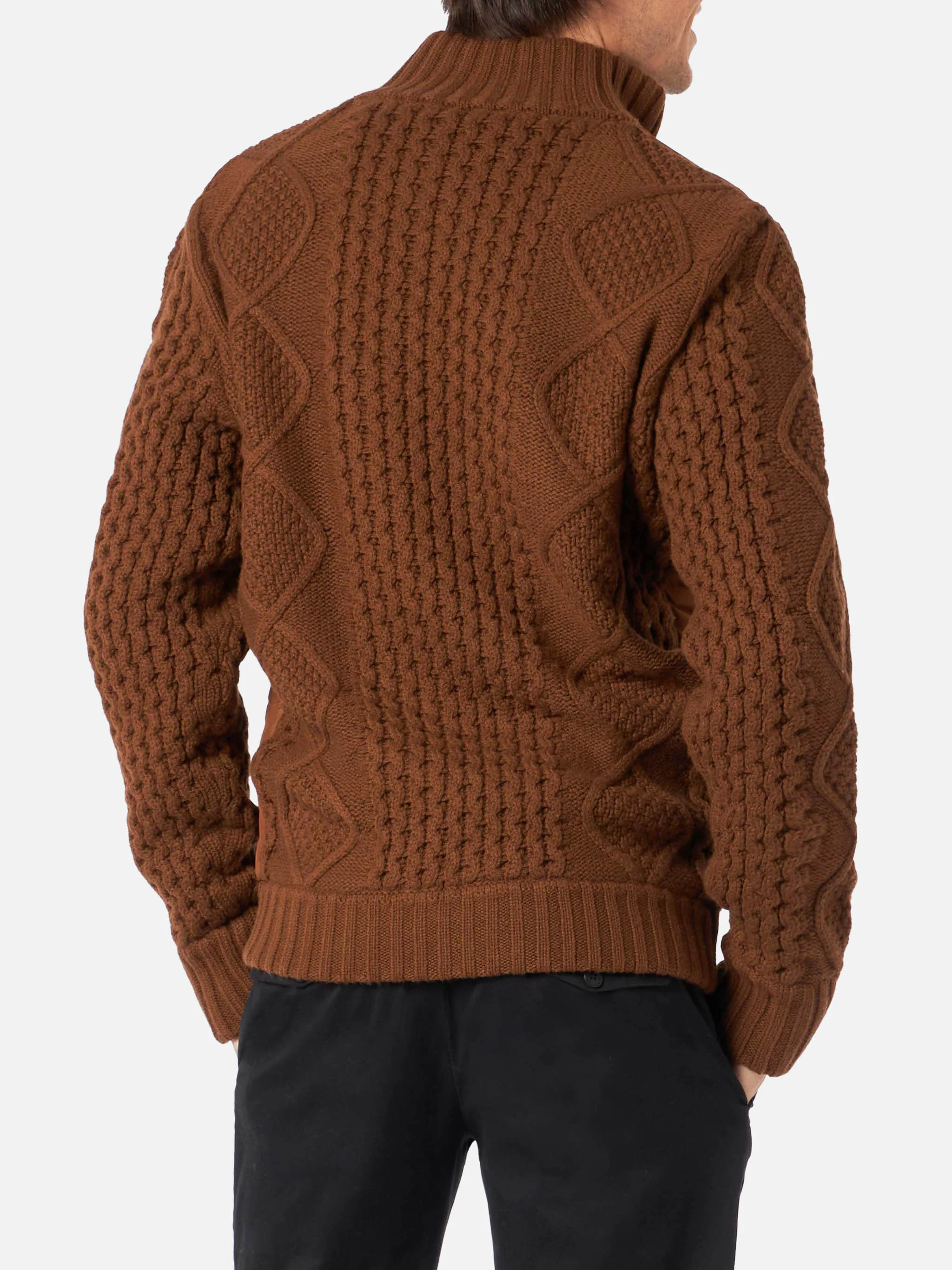 Giacca Whistler trapuntata marrone con maniche in maglia - Image 3