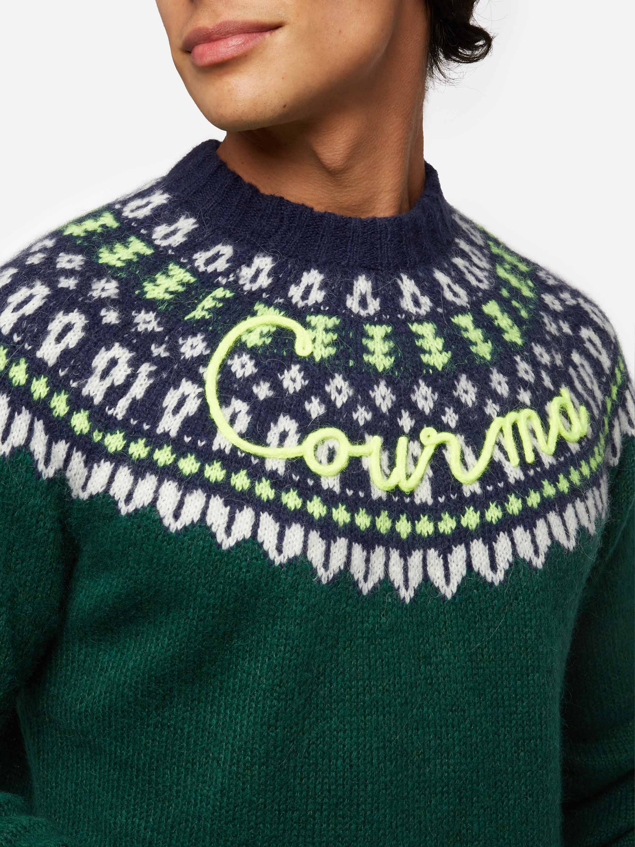 Maglione in alpaca Heron Nordic Soft con jacquard fair isle e ricamo Courma - Image 2
