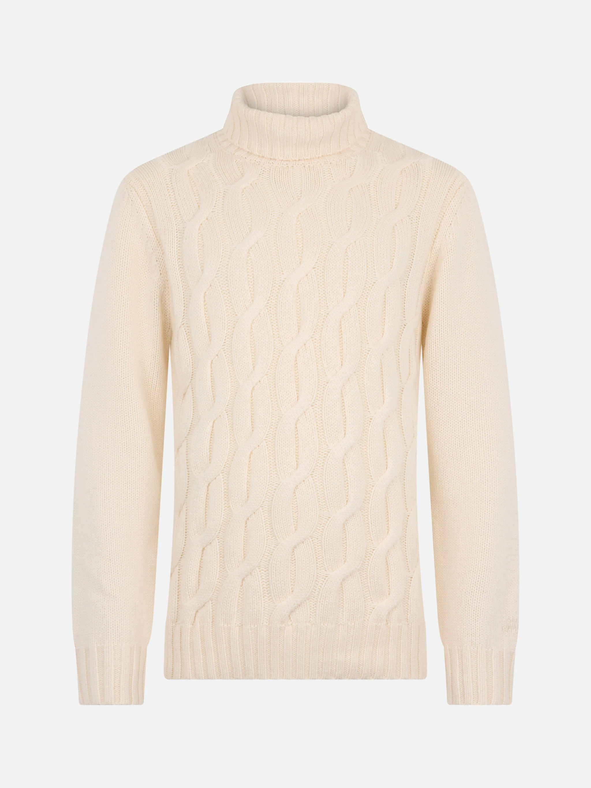 Maglia Fisherman in misto cashmere panna lavorazione trecce - Image 4