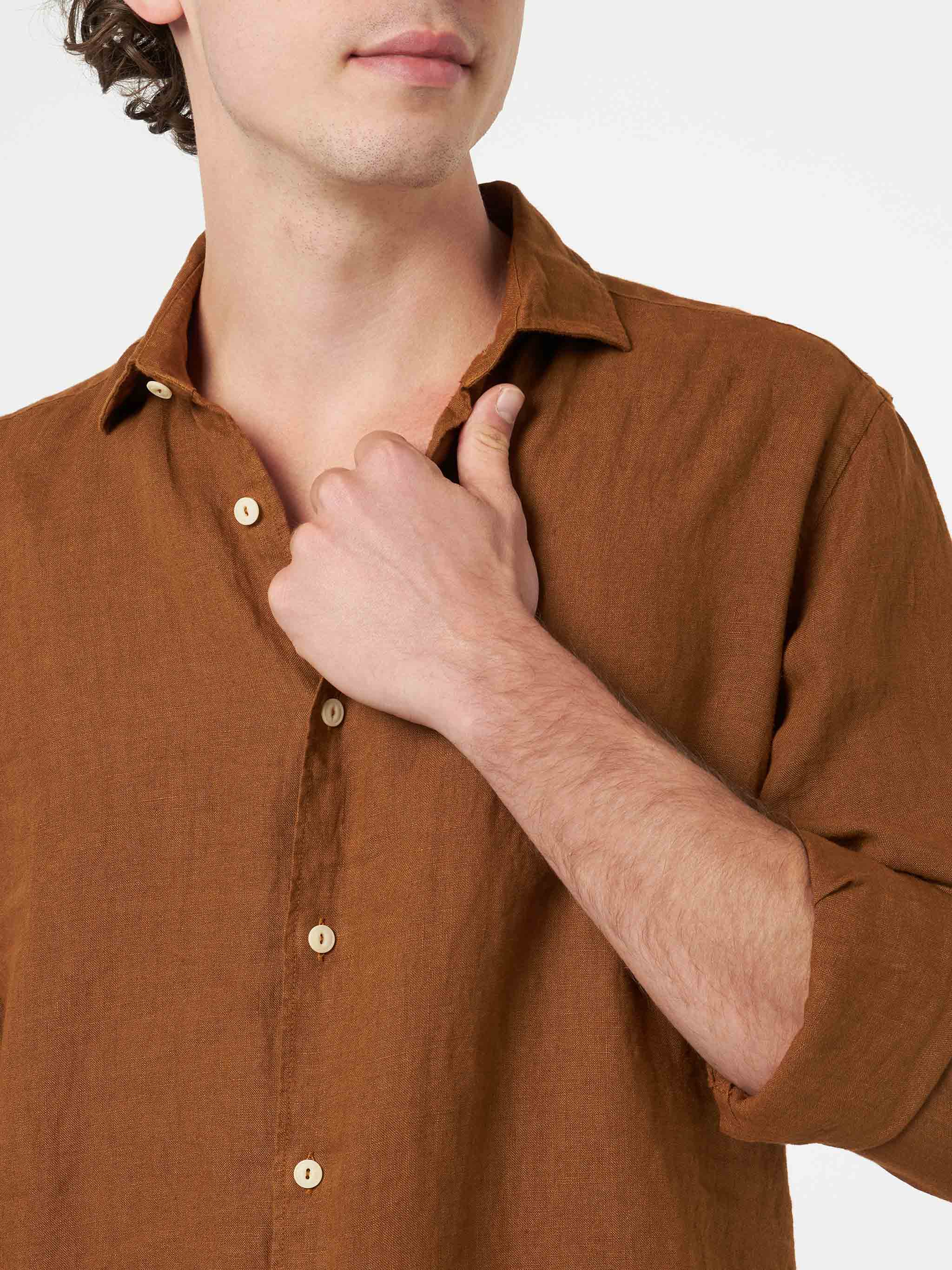 Camicia Pamplona in lino cammello - Image 2