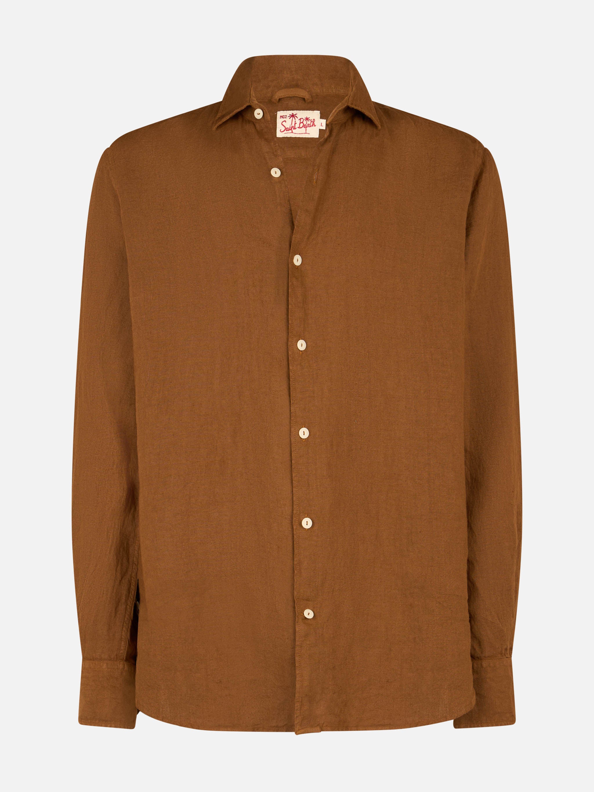 Camicia Pamplona in lino cammello - Image 4