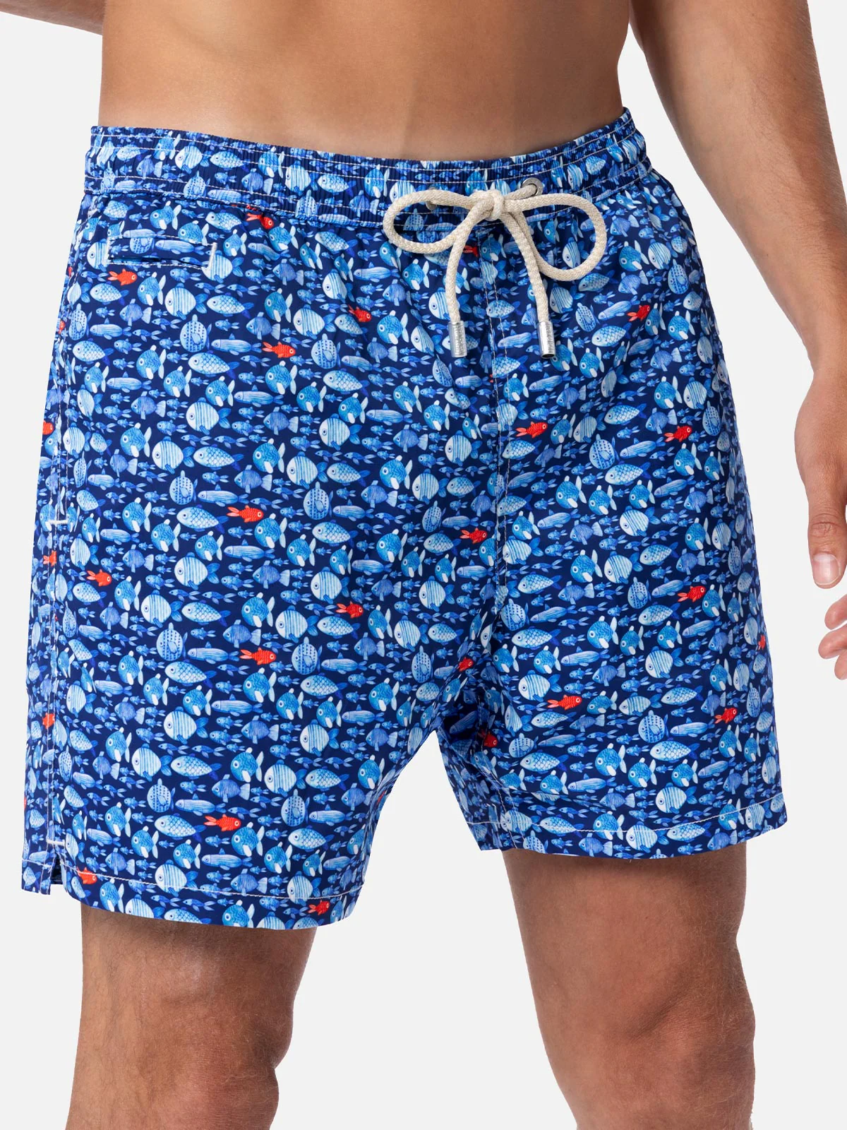 Costume classico elasticizzato Comfort Light con stampa pesci - Image 4