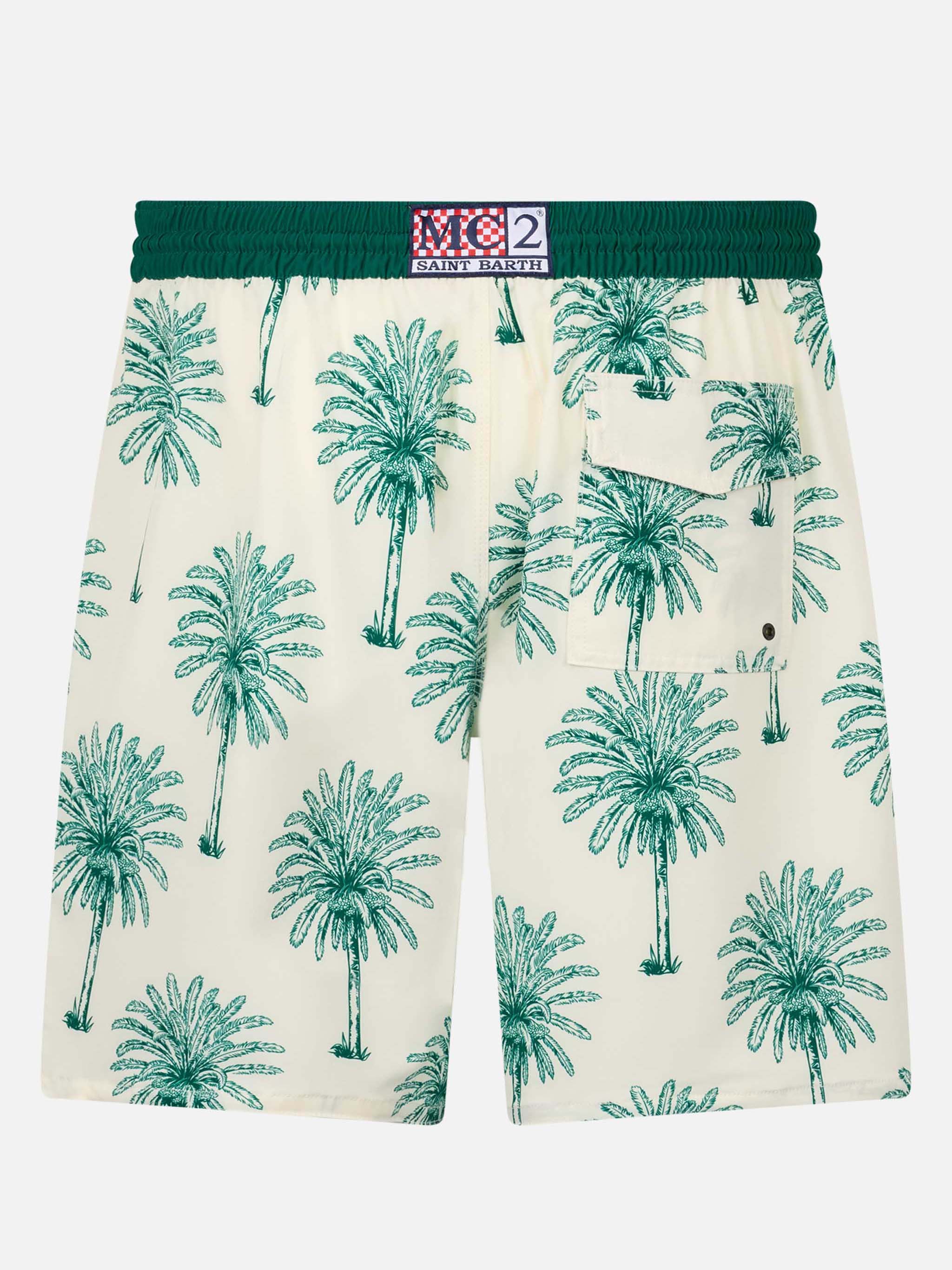 Costume lungo elasticizzato Comfort Surf con stampa palme - Image 2