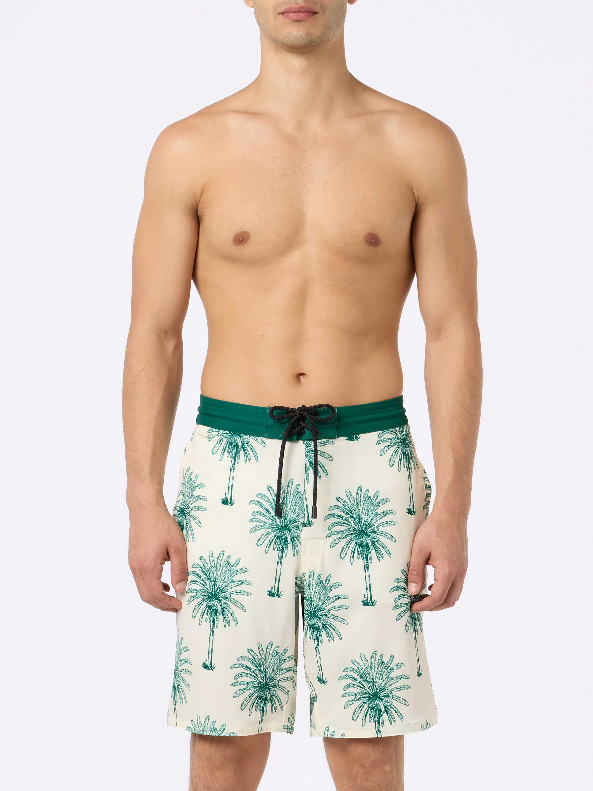 Costume lungo elasticizzato Comfort Surf con stampa palme - Image 3