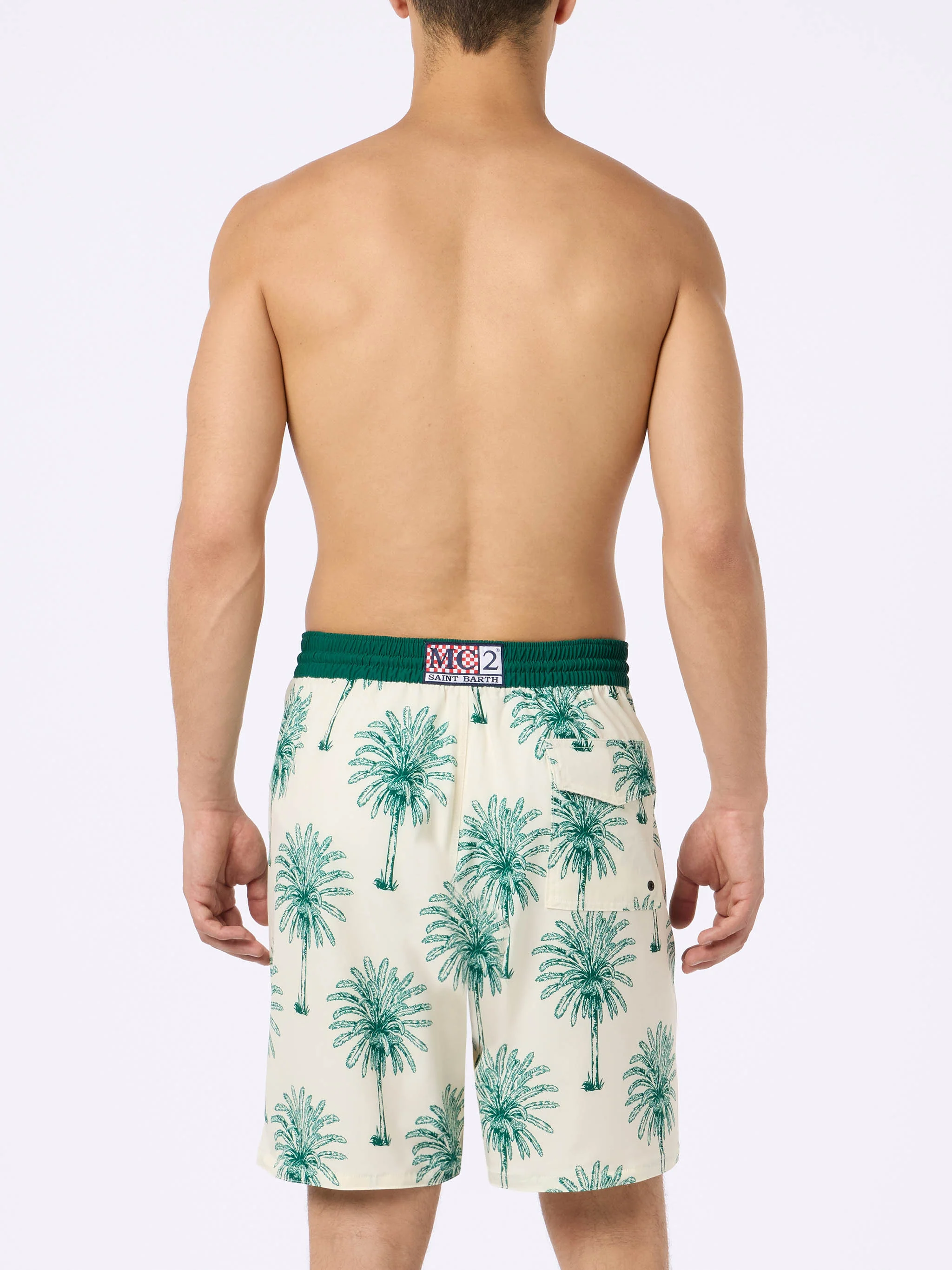 Costume lungo elasticizzato Comfort Surf con stampa palme - Image 4