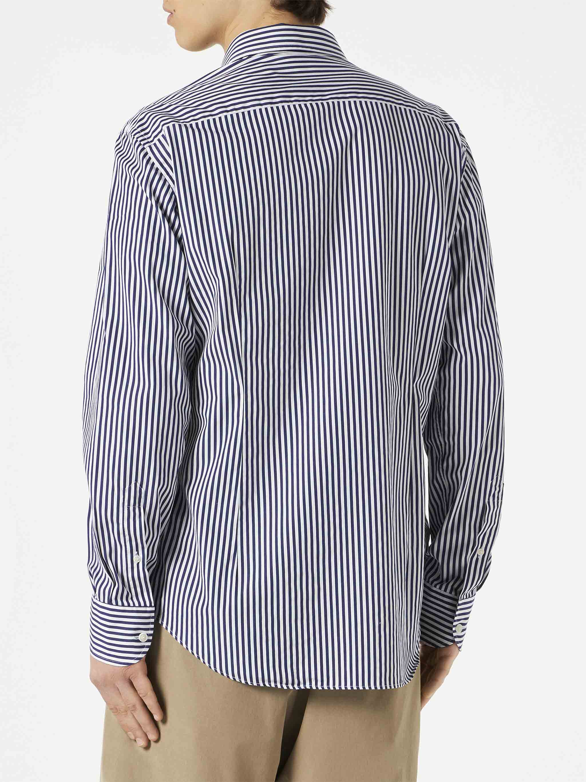 Camicia Pamplona in cotone a righe blu navy e bianco - Image 3