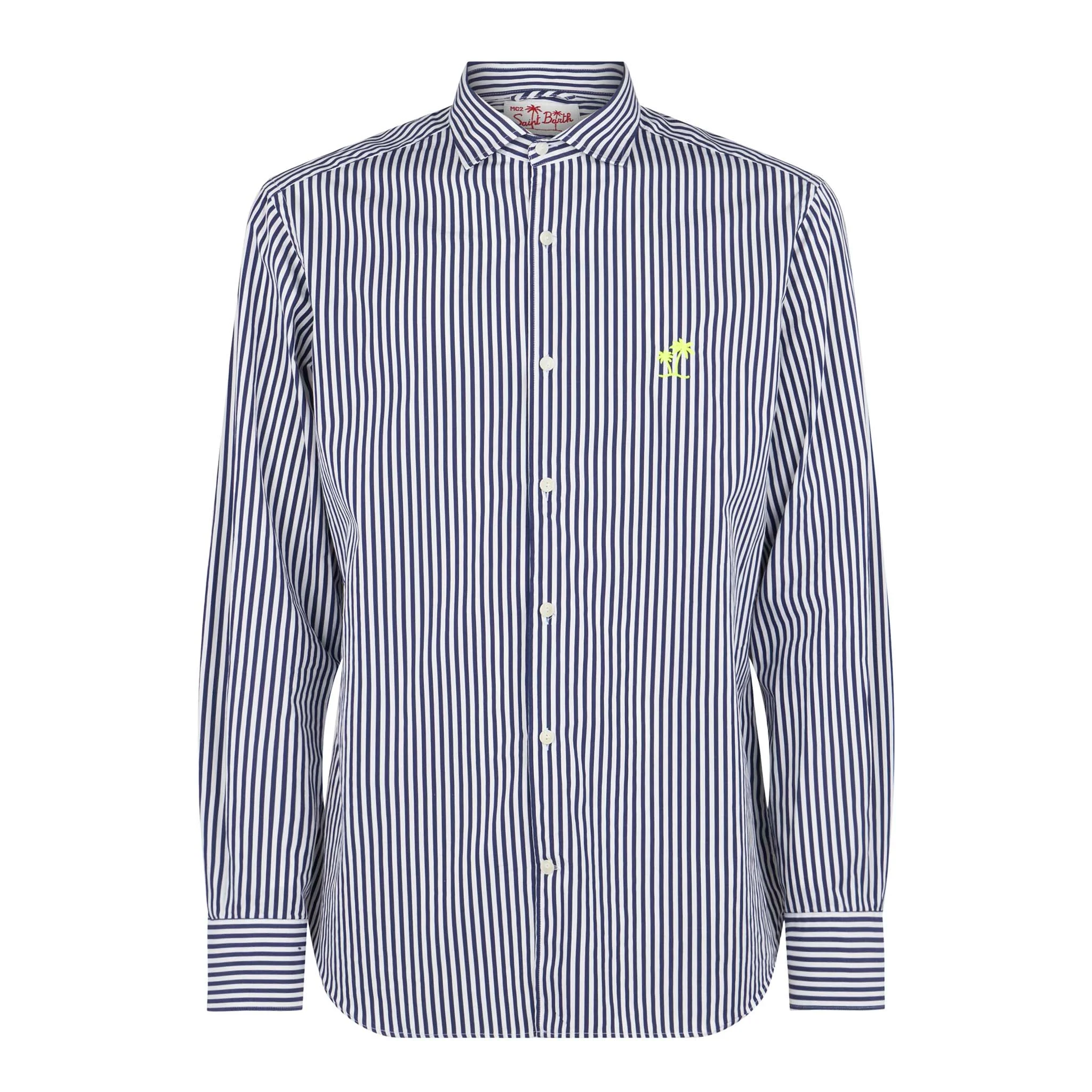 Camicia Pamplona in cotone a righe blu navy e bianco - Image 4