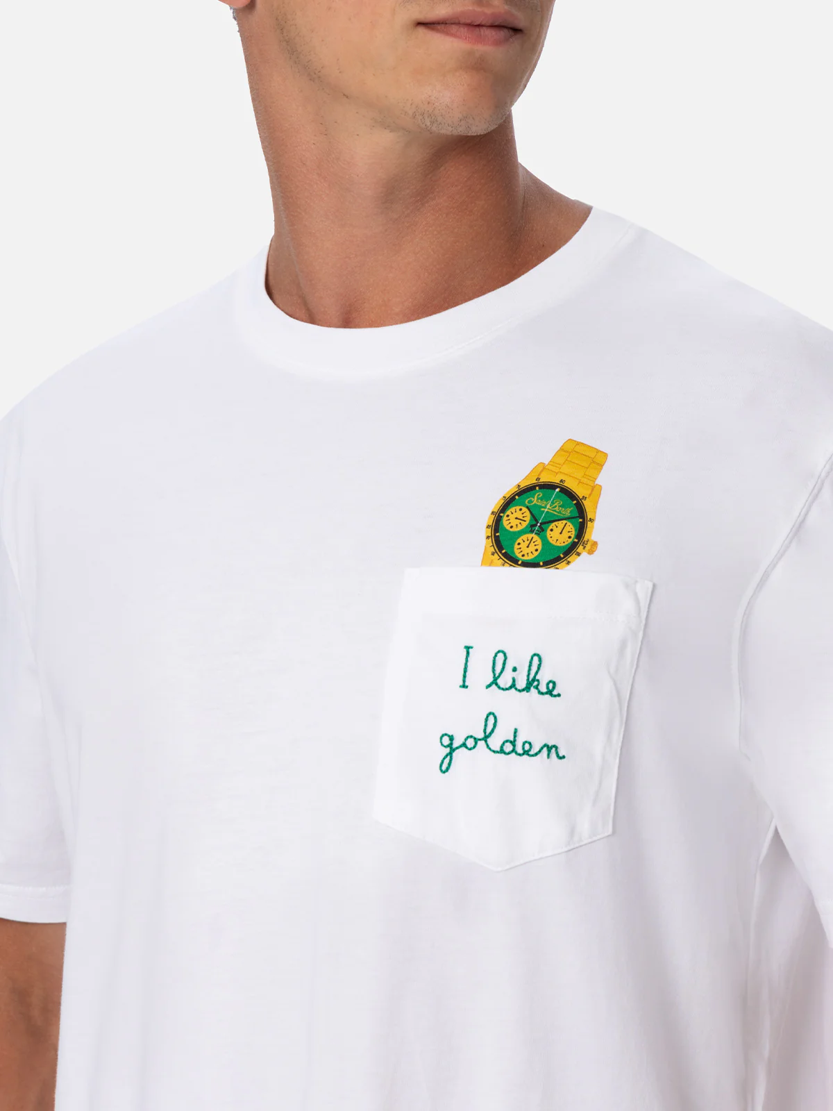 T-shirt Austin in cotone con stampa orologio e ricamo - Image 2