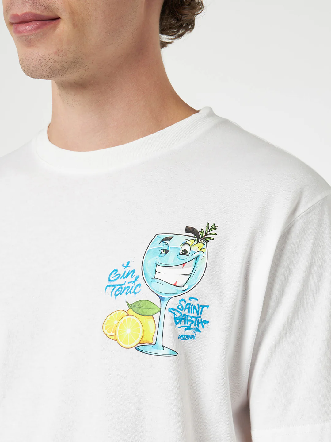 T-shirt in cotone con stampa Cryptopuppets cocktail Gin Tonic davanti e dietro | EDIZIONE SPECIALE CRYPTOPUPPETS - Image 2