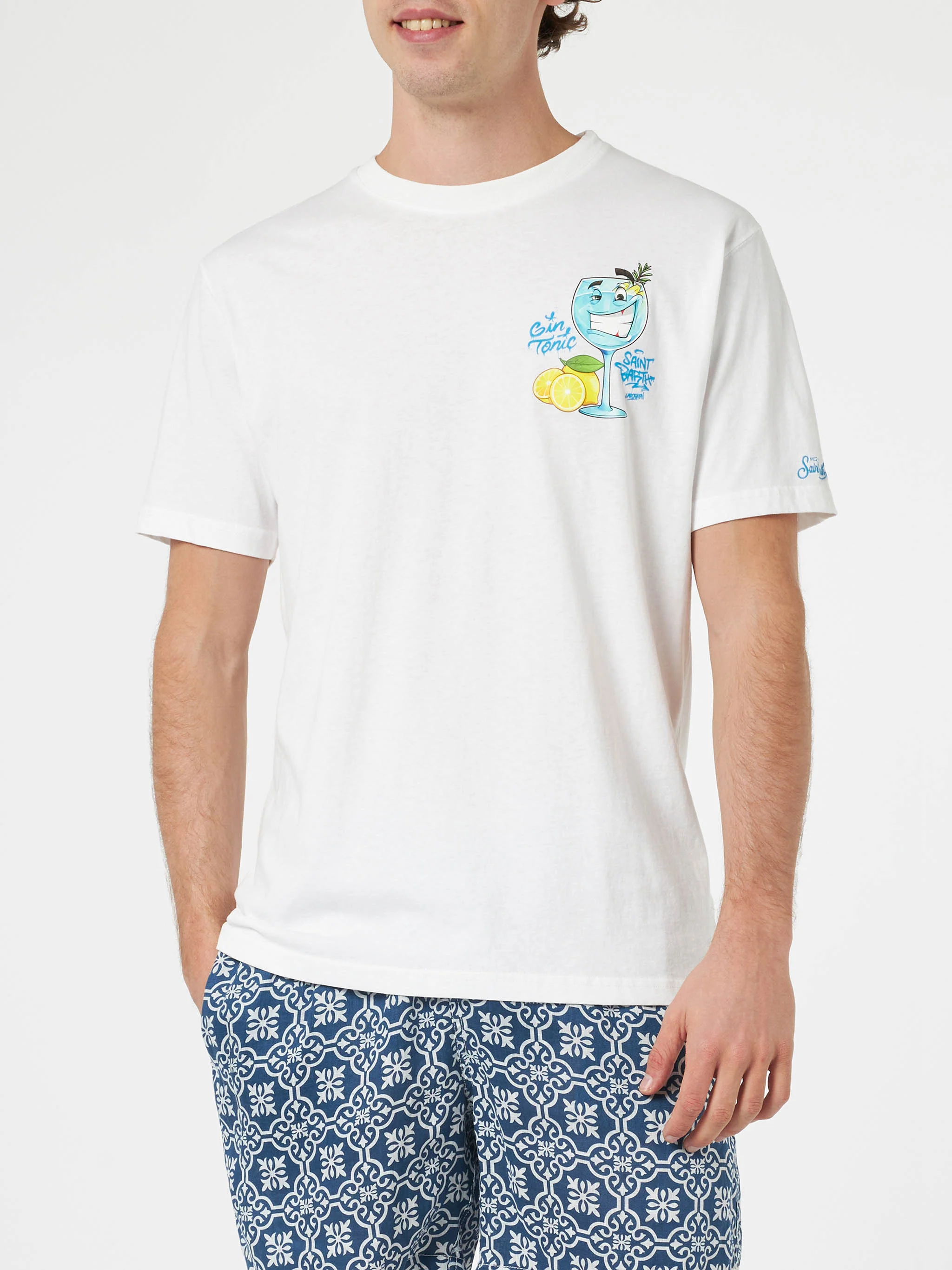 T-shirt in cotone con stampa Cryptopuppets cocktail Gin Tonic davanti e dietro | EDIZIONE SPECIALE CRYPTOPUPPETS - Image 4