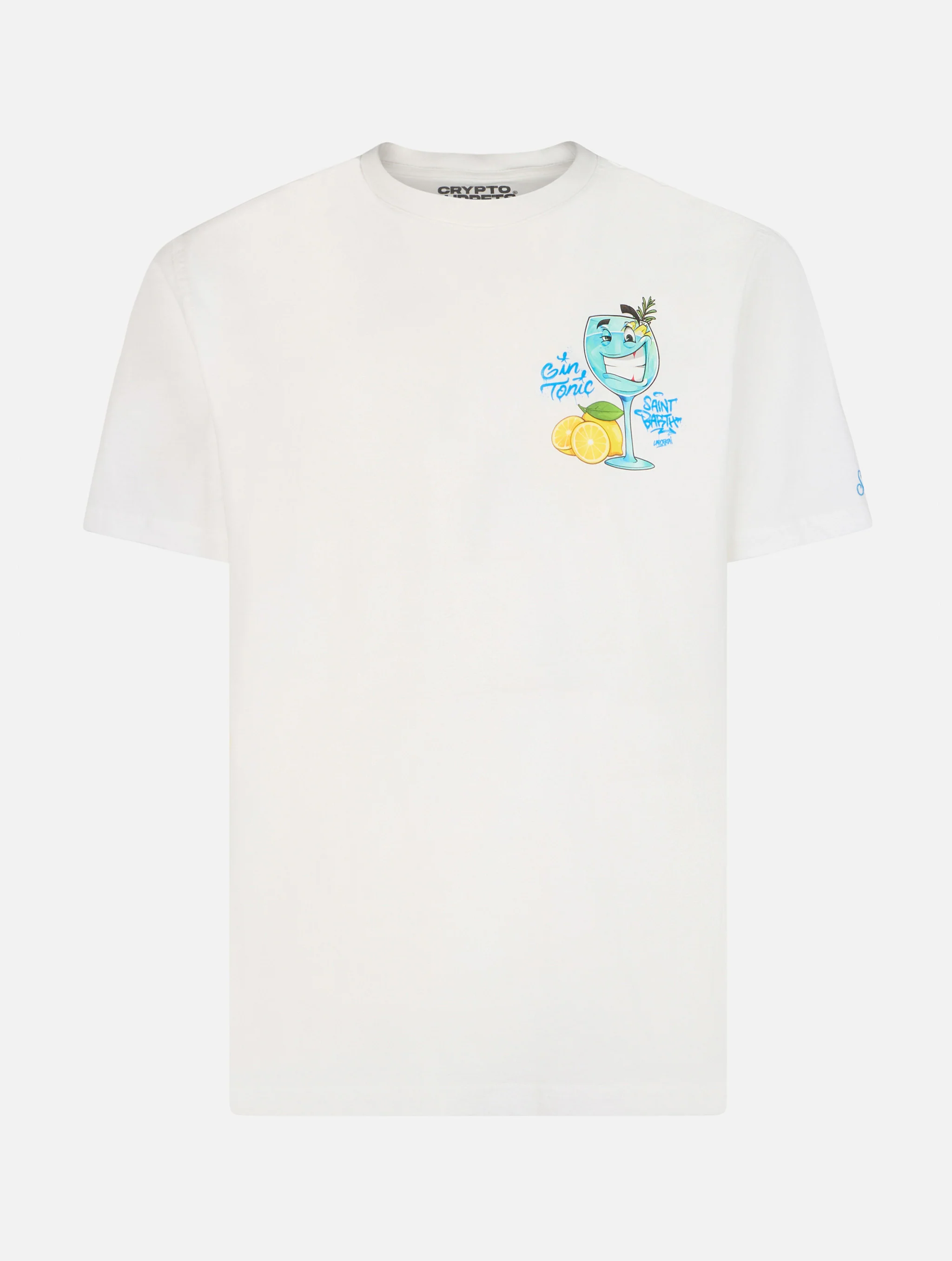T-shirt in cotone con stampa Cryptopuppets cocktail Gin Tonic davanti e dietro | EDIZIONE SPECIALE CRYPTOPUPPETS - Image 5