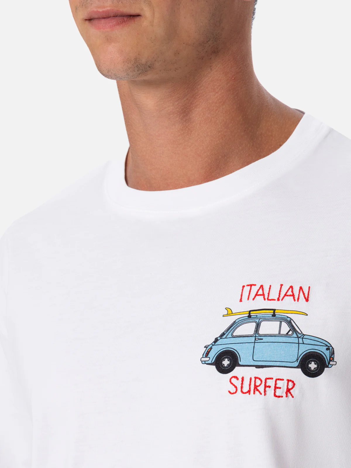T-shirt Fiat 500 con stampa e ricamo surf bianco | Special Edition - Image 2