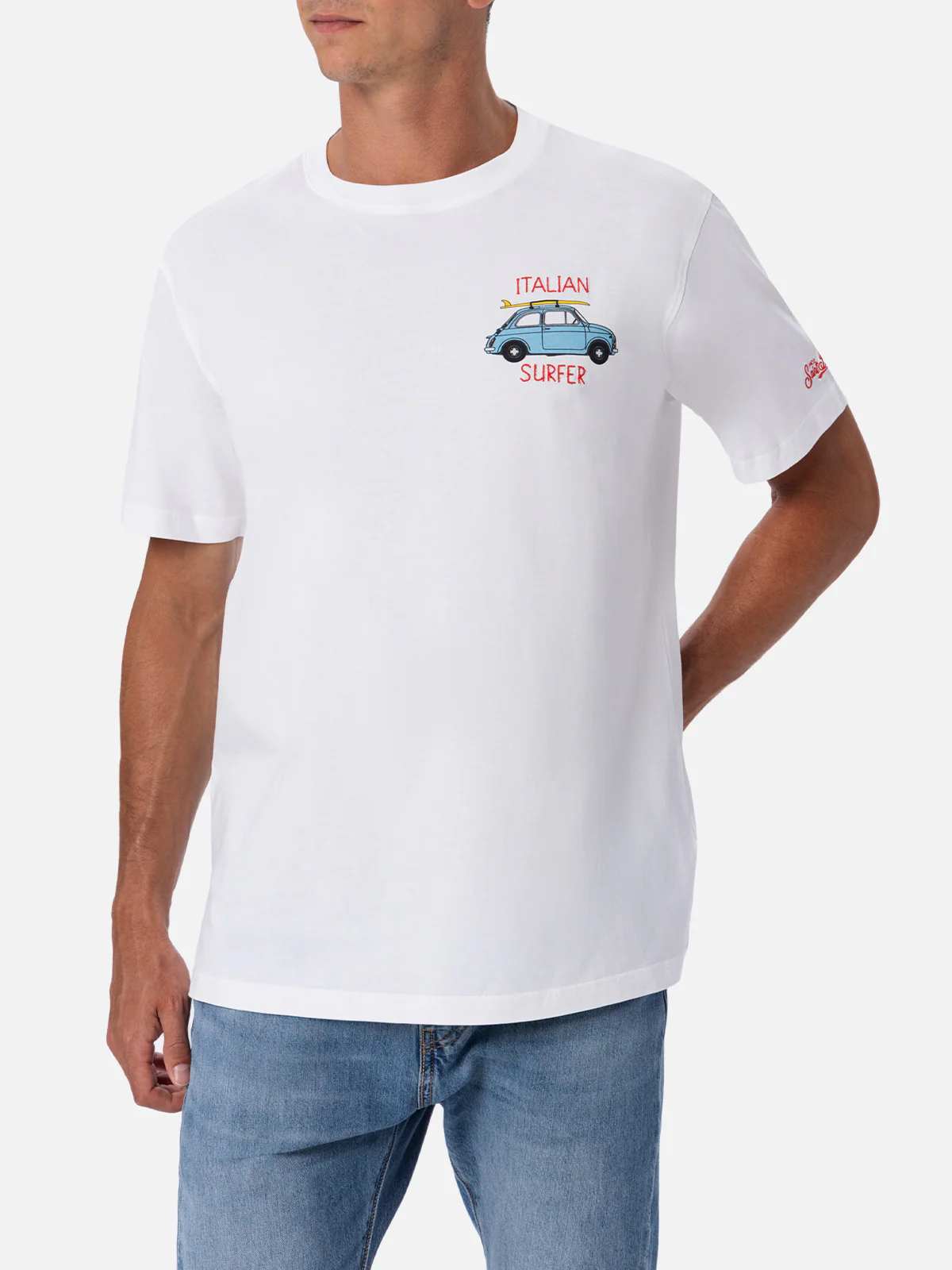 T-shirt Fiat 500 con stampa e ricamo surf bianco | Special Edition - Image 3